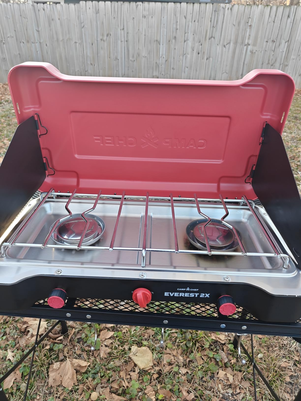 Camp Chef Everest 2X 2-Burner Portable Camping Stove, 40,000 BTUs, Propane | Two 20,000 BTU Cast-Aluminum Burners, Propane, 215 Sq In Cooking Area, Matchless Ignition, 3-Sided Windscreen customer photo 1