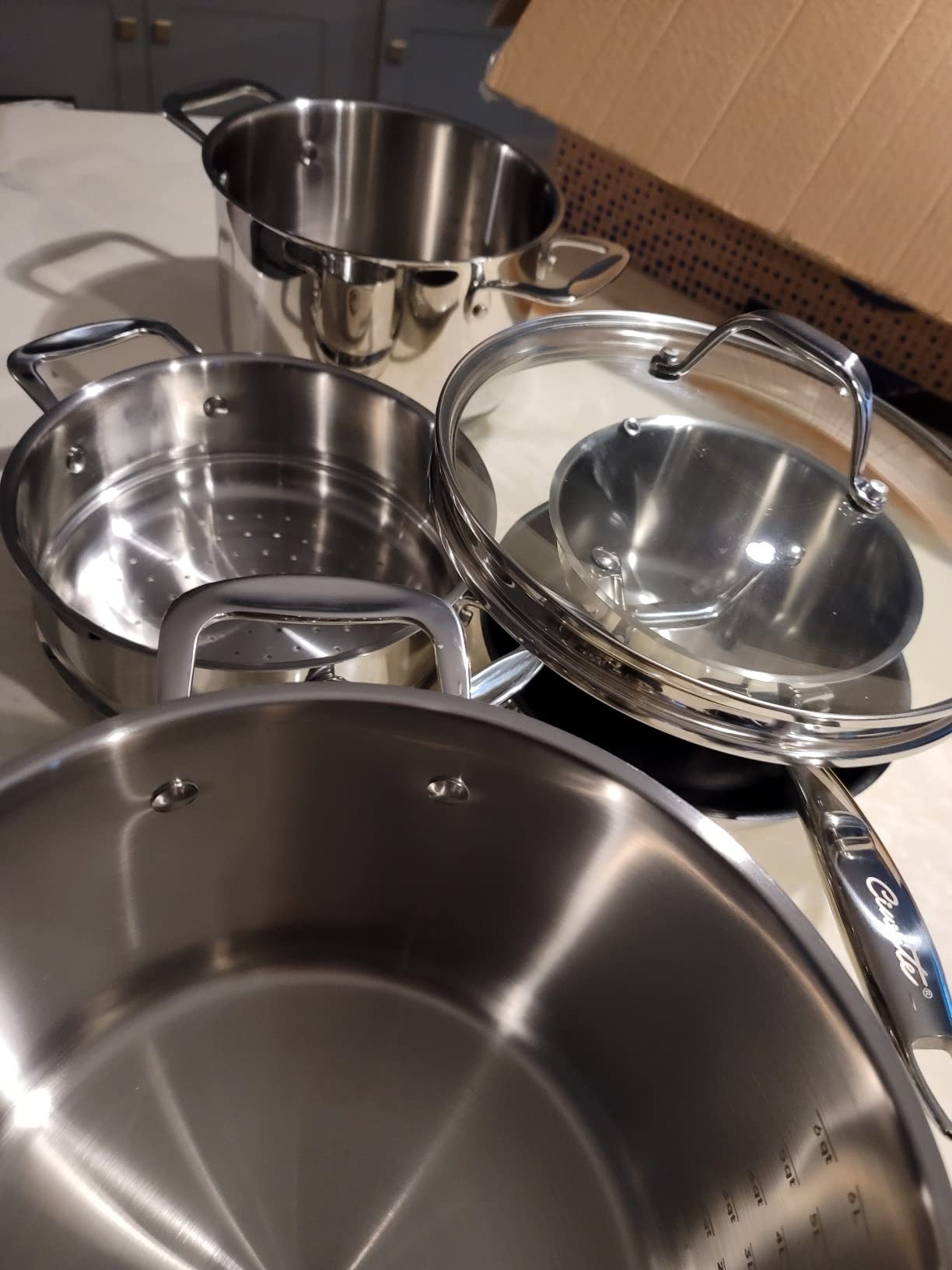 11-Piece Tri-Ply Stainless Steel Pots and Pans Set, 18/10 Stainless Steel Cookware Set with Steamer Insert, Induction Kitchen Cookware Sets with Cool Ergonomic Handles, Dishwasher, Oven Safe customer photo 2