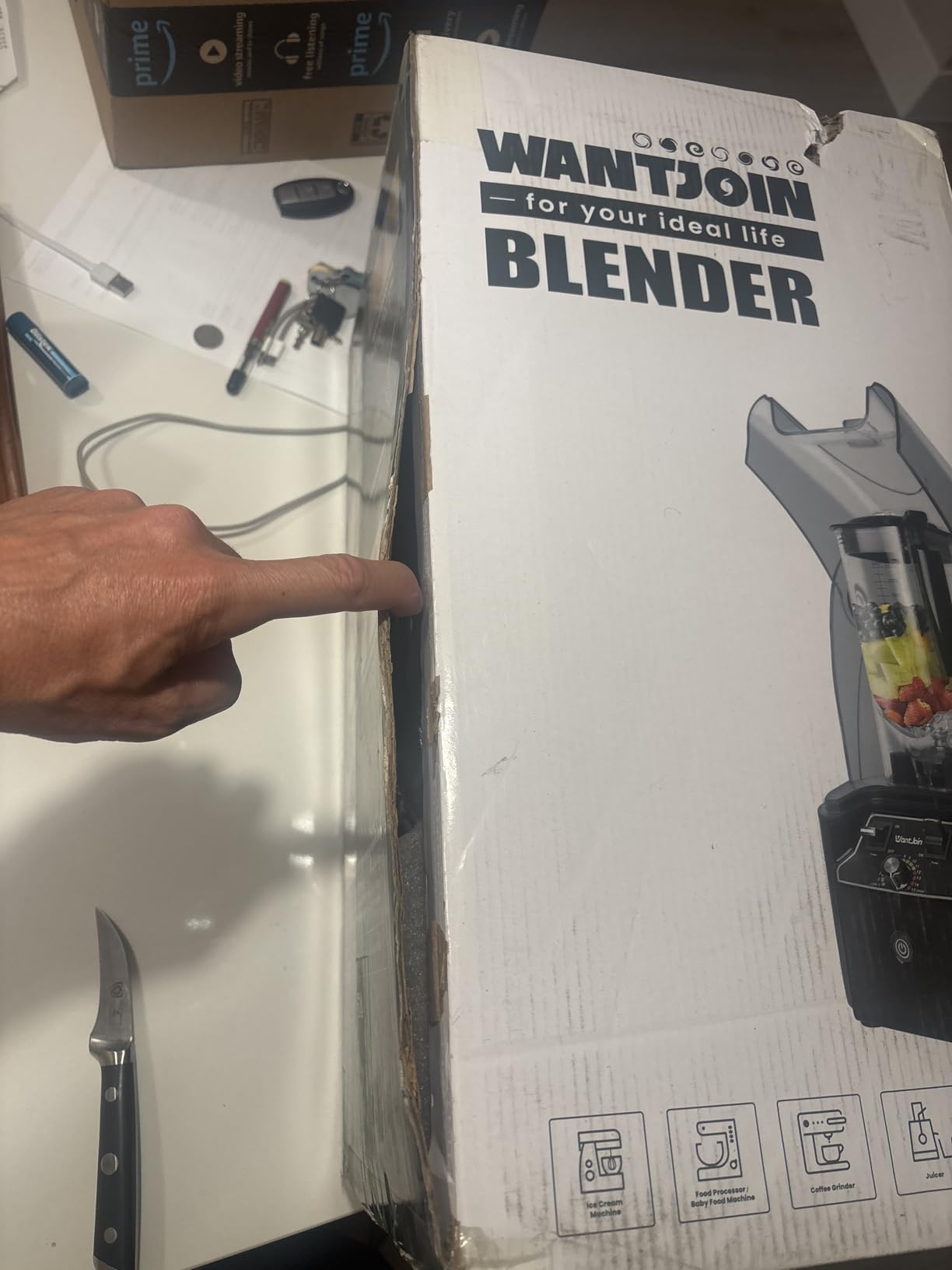 WantJoin Commercial Professional Blender With Shield Quiet Sound Enclosure 2200W Industries Strong and Quiet Professional-Grade Power, Self-Cleaning, Silver customer photo 2