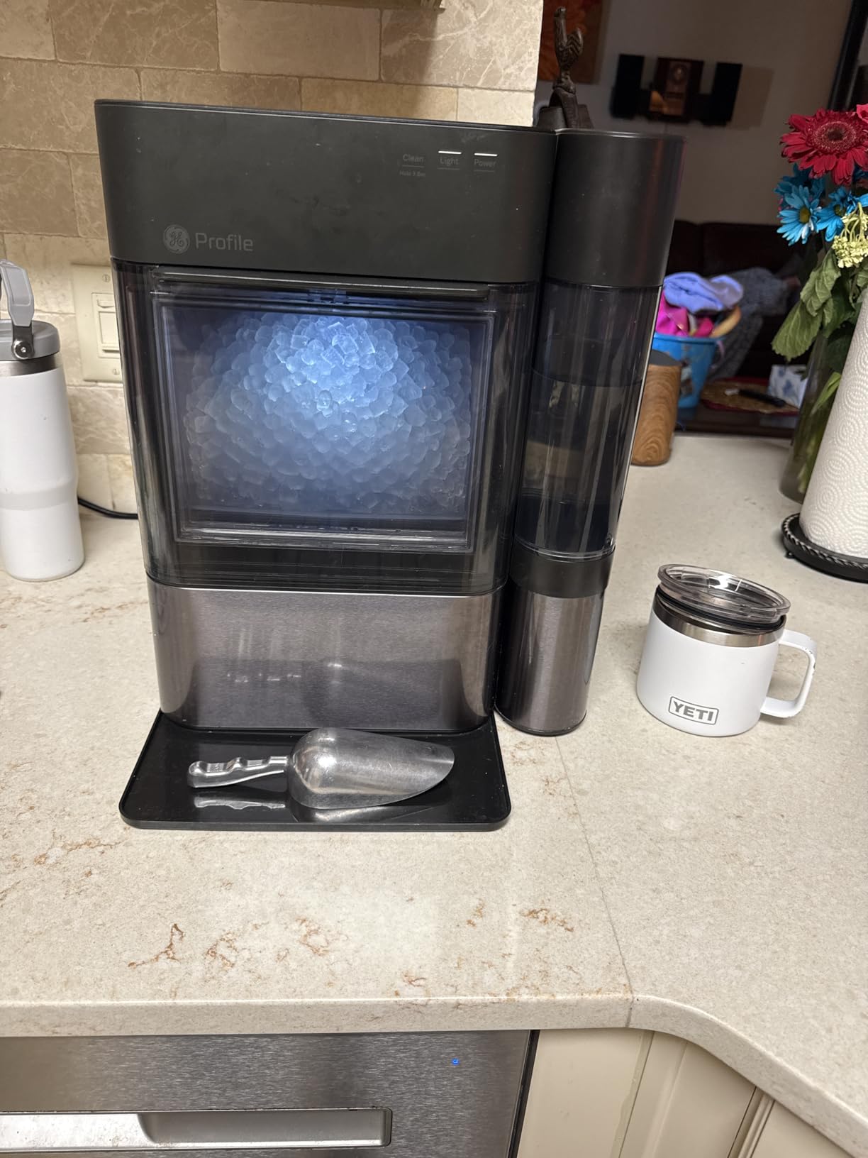 GE Profile Opal 2.0 Countertop Nugget Ice Maker, Chewable Nugget Ice, 38 lbs/day, First Batch in 10 min, 3 lb Bin, Melted Ice Reused, SmartHQ WiFi & Alexa, Black Stainless customer photo 2