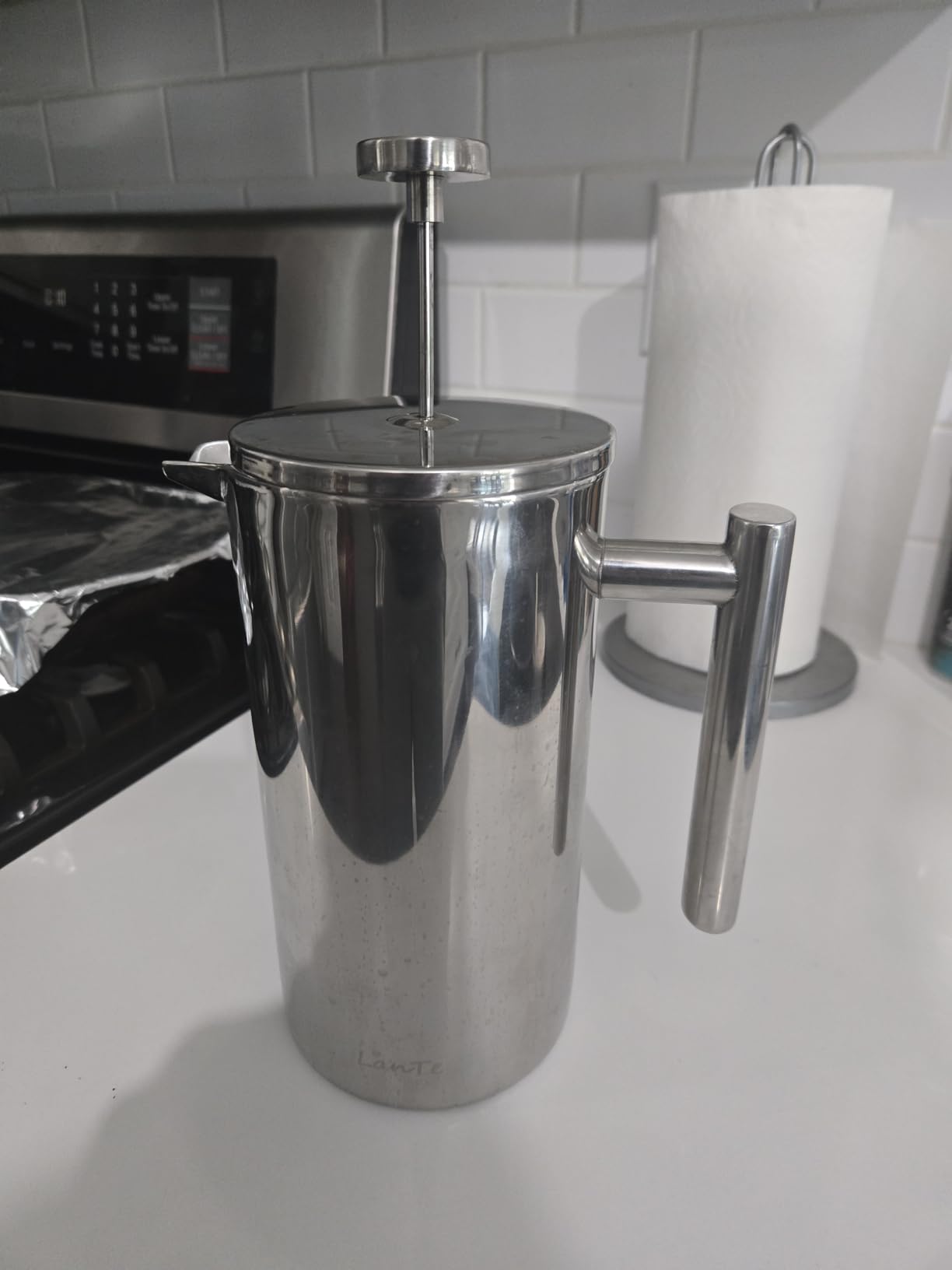 LANTE French Press Coffee Maker, Double Insulated 304 Stainless Steel Coffee Tea Maker 4 Level Filtration System, No Coffee Grounds, Rust-Free, Dishwasher Safe, 1000ml customer photo 1