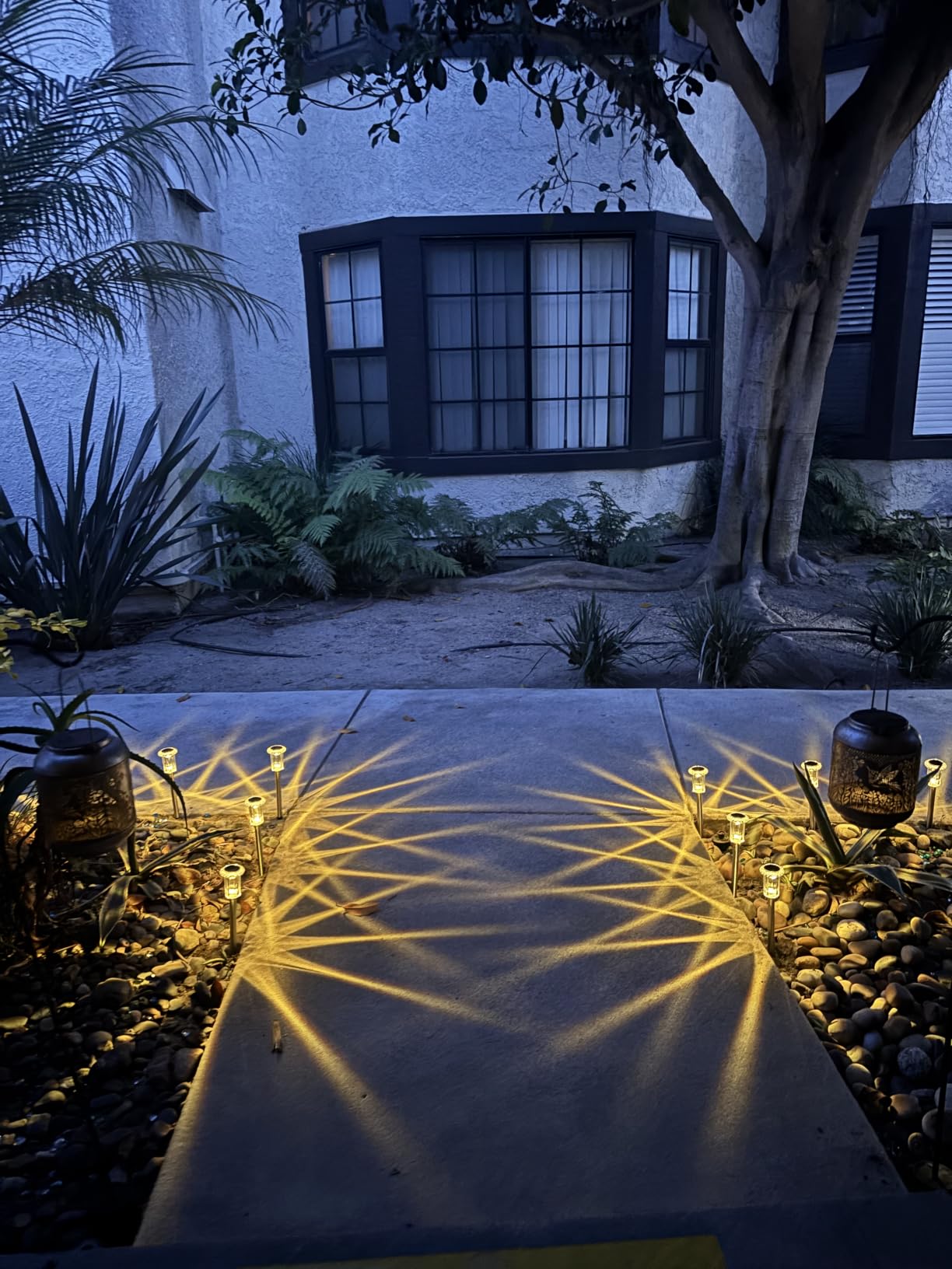 DenicMic Solar Lights Outdoor Waterproof 10 Pack Pathway Lights Cool White | Stake Lights for Yard Garden Driveway Walkway Outside Landscape Path Lights, Auto On/Off 6000K LED, Stainless Steel Pole customer photo 2