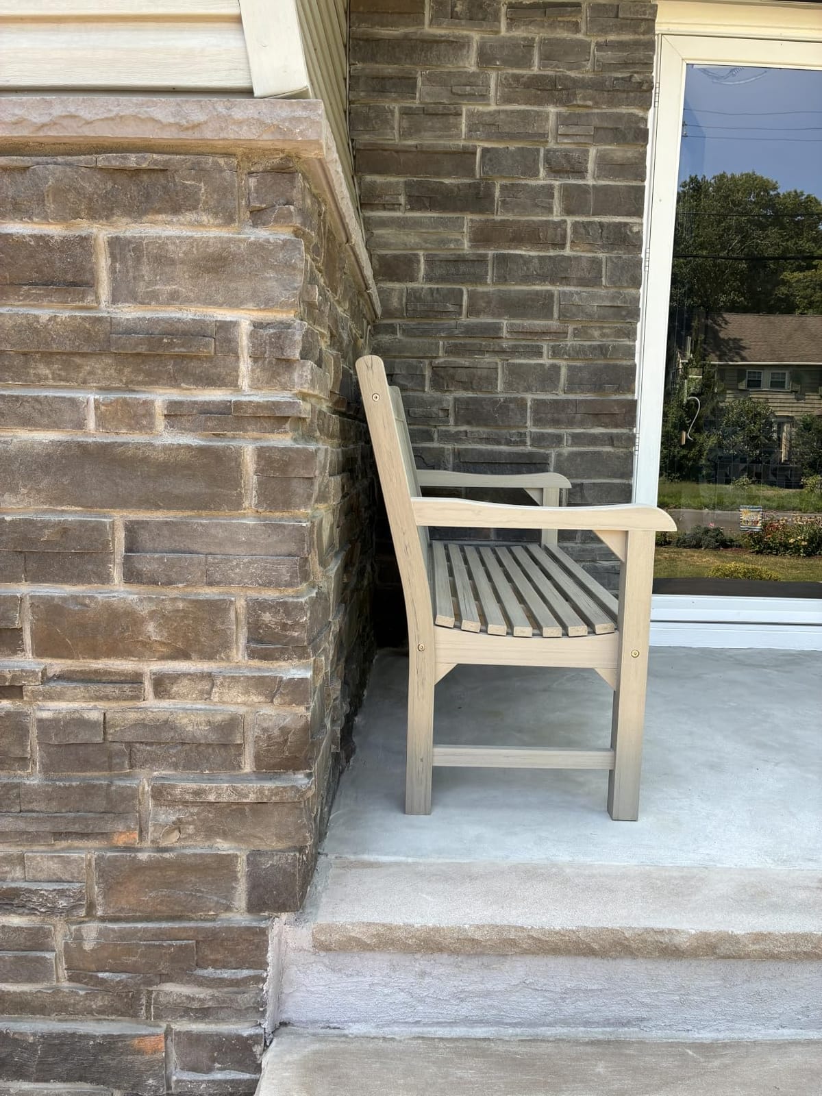 Psilvam 2-Person Outdoor Bench with 700 Lbs Weight Capacity, Teak | Poly Lumber Weatherproof Garden Bench Seating for Porch, Balcony and Park, All-Weather Patio Bench Furniture customer photo 2