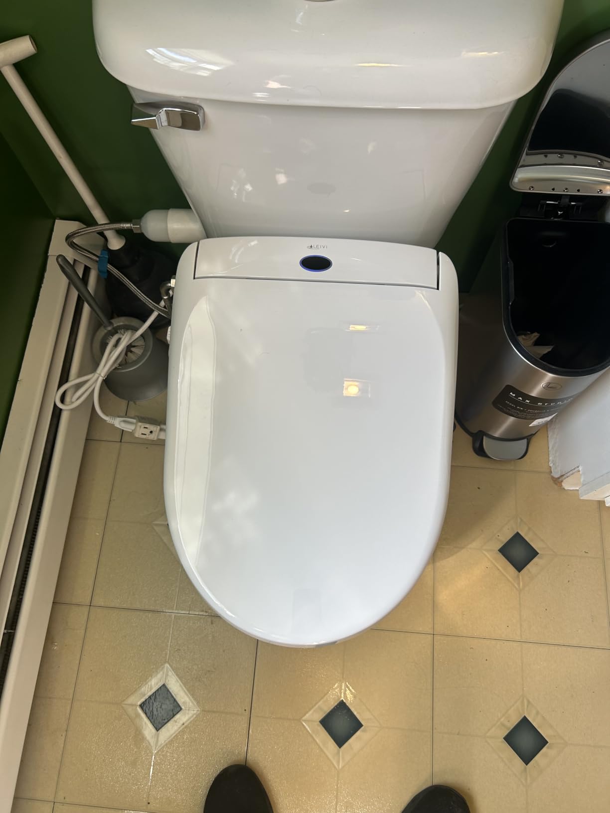 LEIVI Electric Bidet Toilet Seat with Wireless Remote and Side Panel, Multiple Spray Modes, Adjustable Heated Seat, Warm Water and Air Dryer, Auto LED Nightlight, Elongated customer photo 2