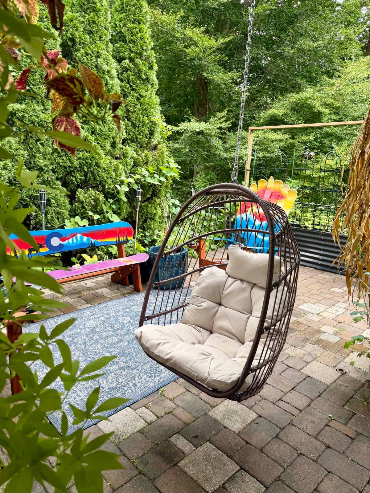BULEXYARD Heavy-Duty Egg Swing Chair Without Stand, Hanging Egg Chair | 350 lbs Heavy Duty, Brown, Foldable, PE Rattan, Hanging Chair with Cushion, All-Weather Basket Seat for Tree Ceiling Mount customer photo 1