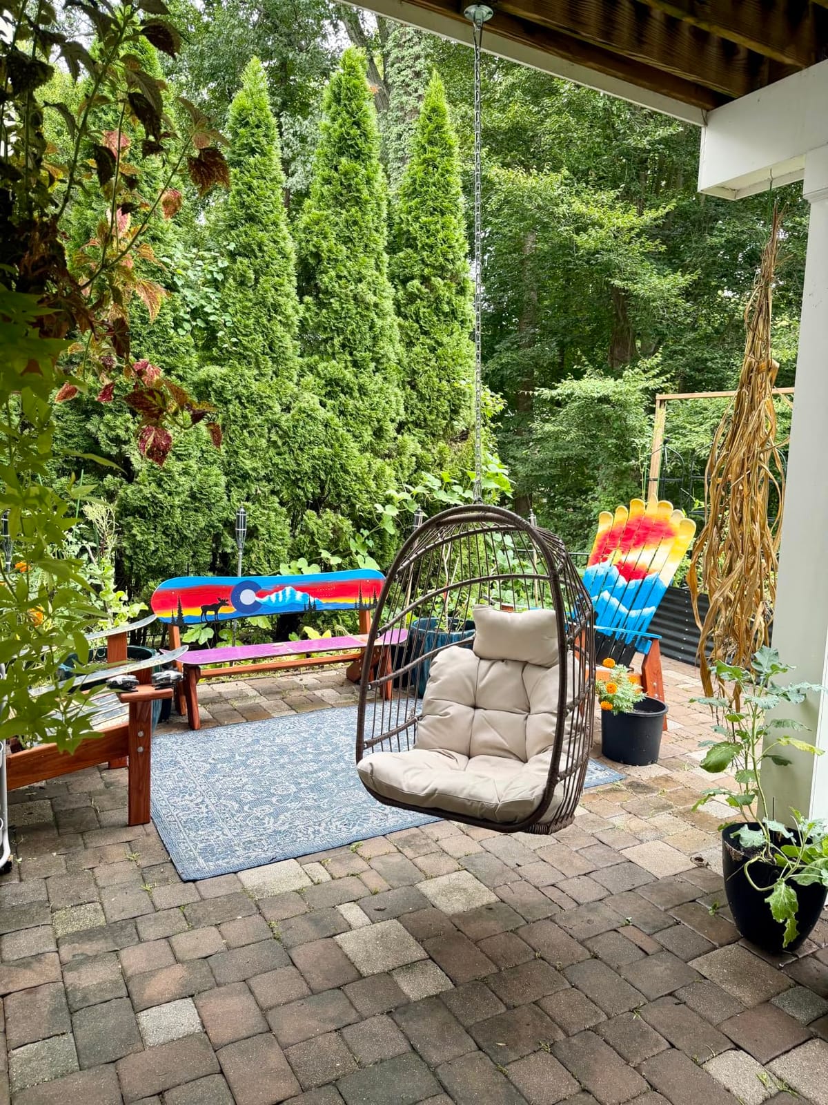 BULEXYARD Heavy-Duty Egg Swing Chair Without Stand, Hanging Egg Chair | 350 lbs Heavy Duty, Brown, Foldable, PE Rattan, Hanging Chair with Cushion, All-Weather Basket Seat for Tree Ceiling Mount customer photo 2