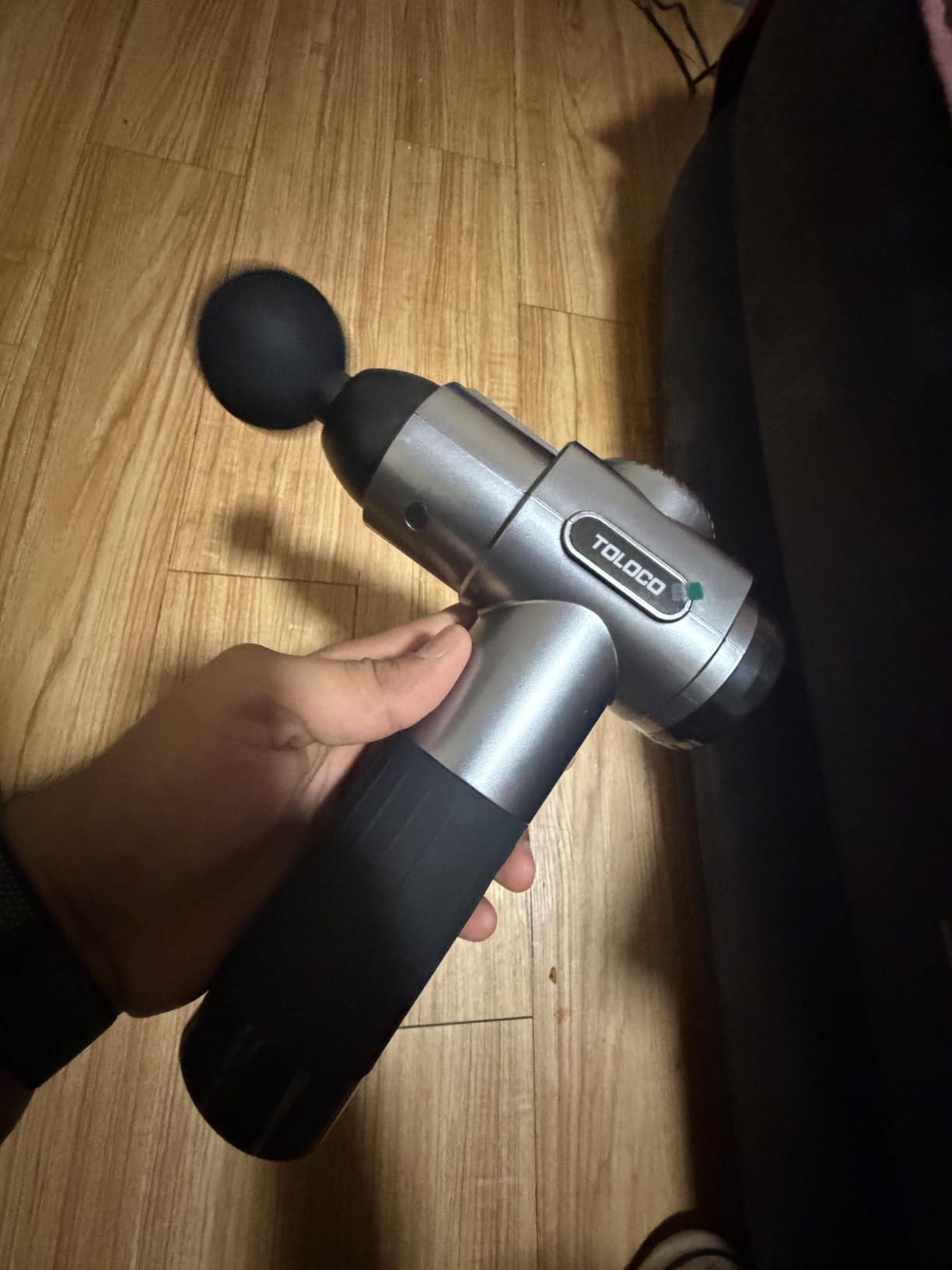 TOLOCO Massage Gun, Deep Tissue Back Massage for Athletes for Pain Relief, Percussion Massager with 10 Massages Heads & Silent Brushless Motor, Fathers Day Dad Gifts, Carbon customer photo 1