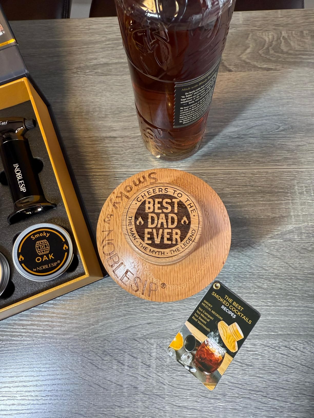 NOBLESIP Whiskey Bourbon Cocktail Smoker Kit PREMIUM Smoky 100% Natural American Oak Wood. Easy Craft Smoked Old Fashioneds at Home Like a pro. Bar Gift Box (Original - not Engraved) customer photo 1