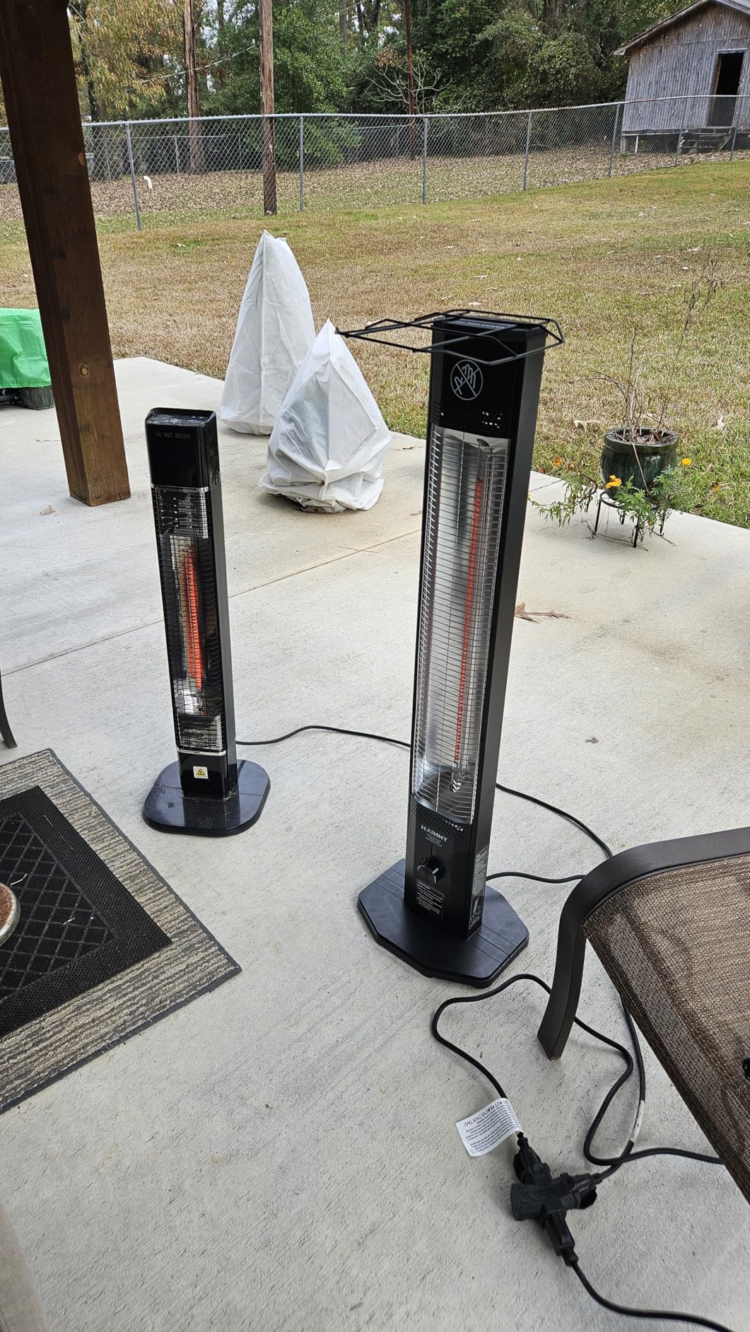 Outdoor Electric Patio Heater, Haimmy 42in Infrared Heater with Remote, 9 Heat Levels, 9H Timers, 1500W Instant Heating, Safety Lock, Tip-Over & Overheat Protection, IPX5 Waterproof Tower Space Heater customer photo 2