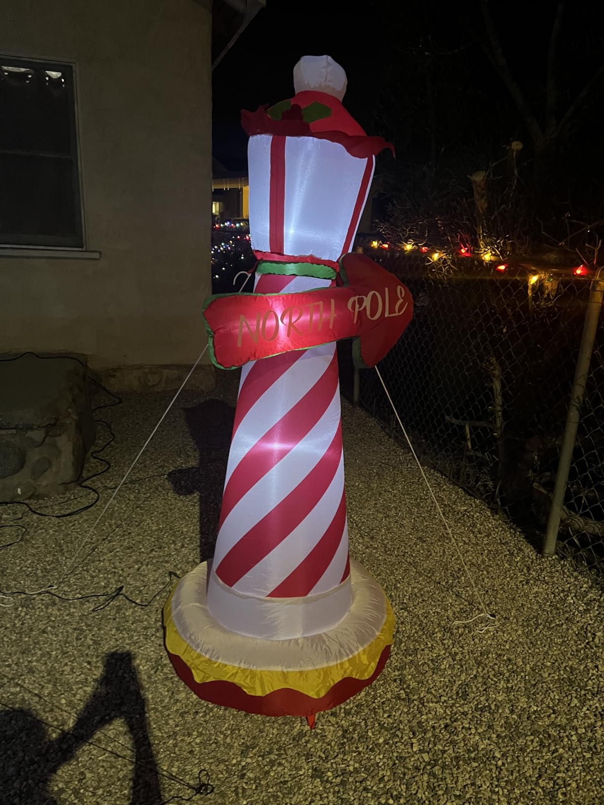 Juegoal 6 FT Christmas Inflatables Outdoor Decorations, Inflatable Xmas Lighthouse, Lighted Blow Up North Pole Sign with Built in LED Lights, Light Up Holiday Winter Lawn Yard Garden Decor customer photo 2