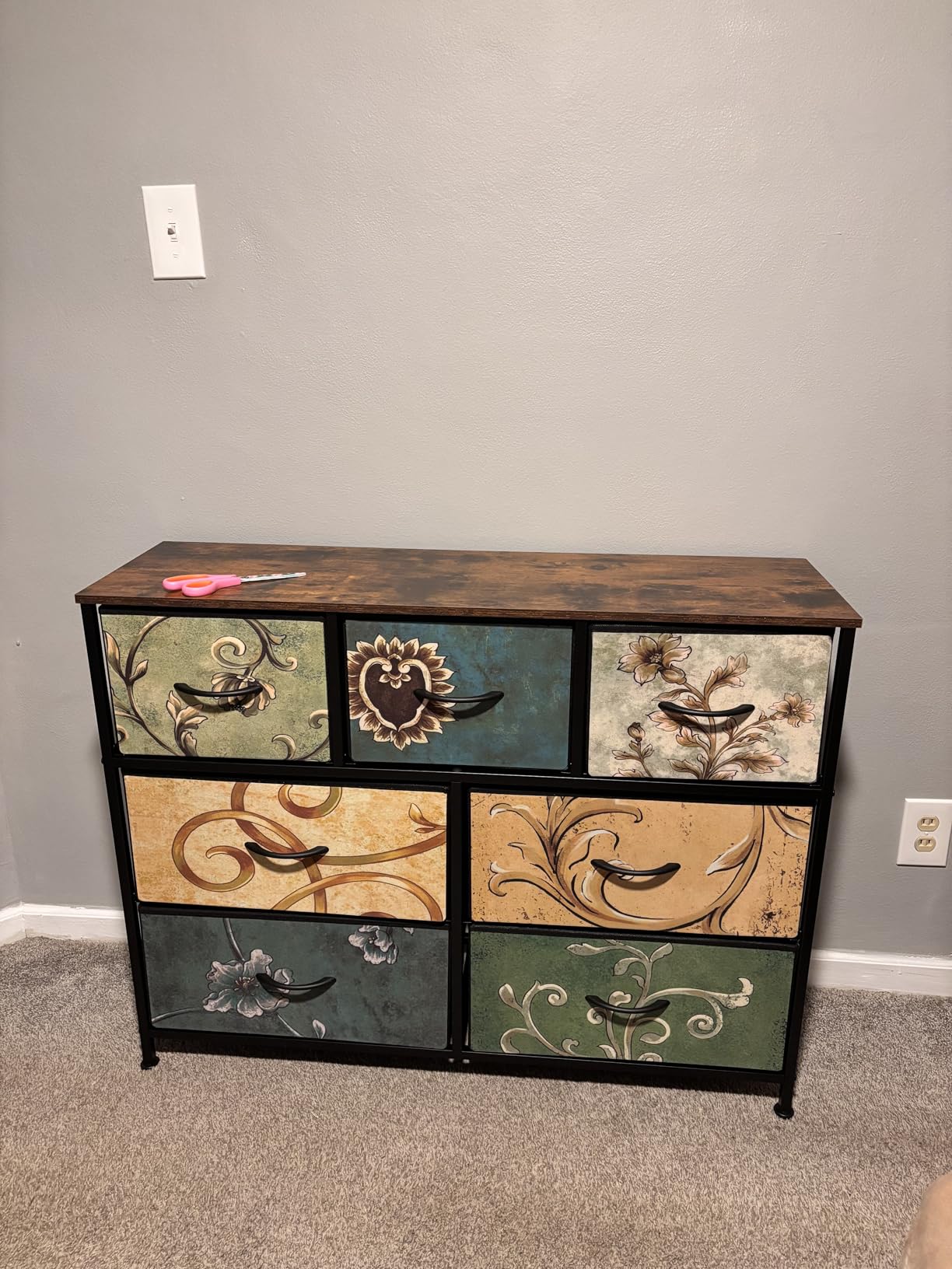 WLIVE Dresser for Bedroom, 7 Drawers, TV Stand, White, 7 roomy fabric drawers, Fits TVs up to 45 inch, Wide storage design, Chest of drawers customer photo 1