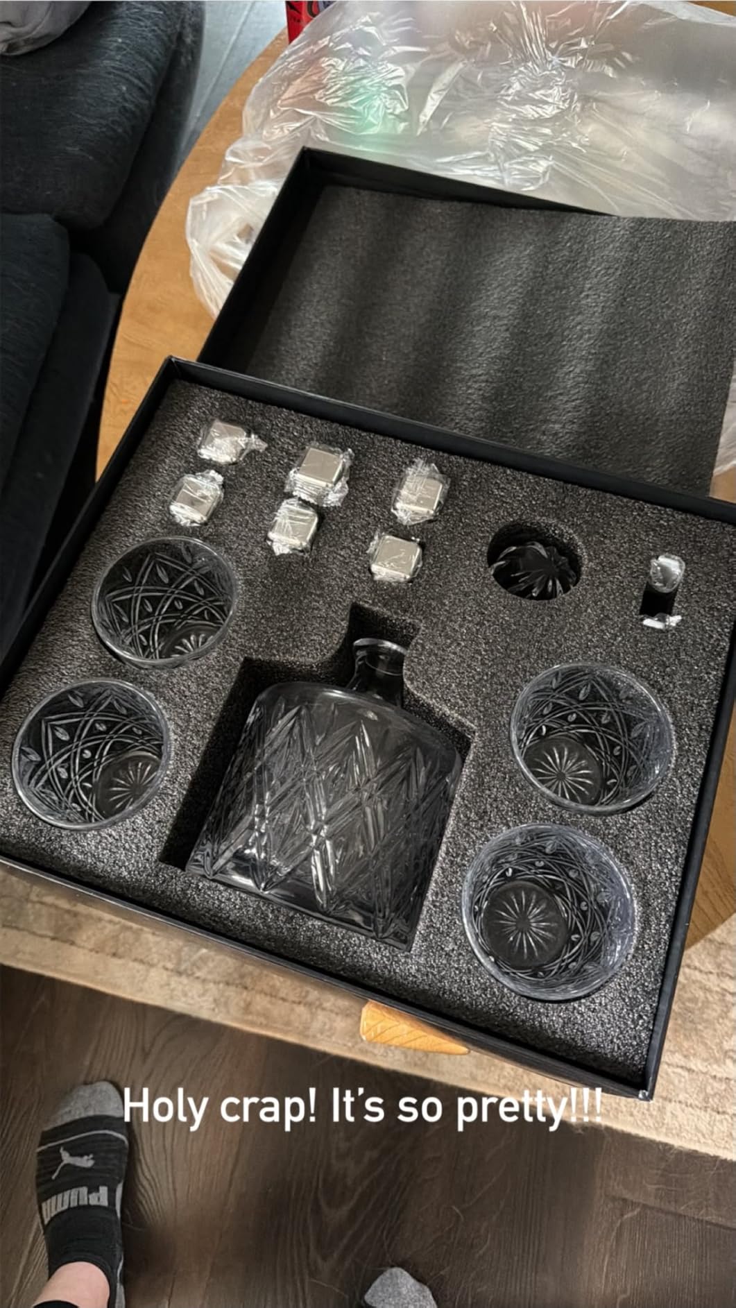 Crystal Whiskey Decanter Set for Men, Premium 37 Oz Decanter with 4 Whiskey Glasses, Whiskey Stones, Tongs - Classic Liquor Decanter for Scotch, Bourbon, Vodka, and More - Perfect for Home Bar customer photo 1