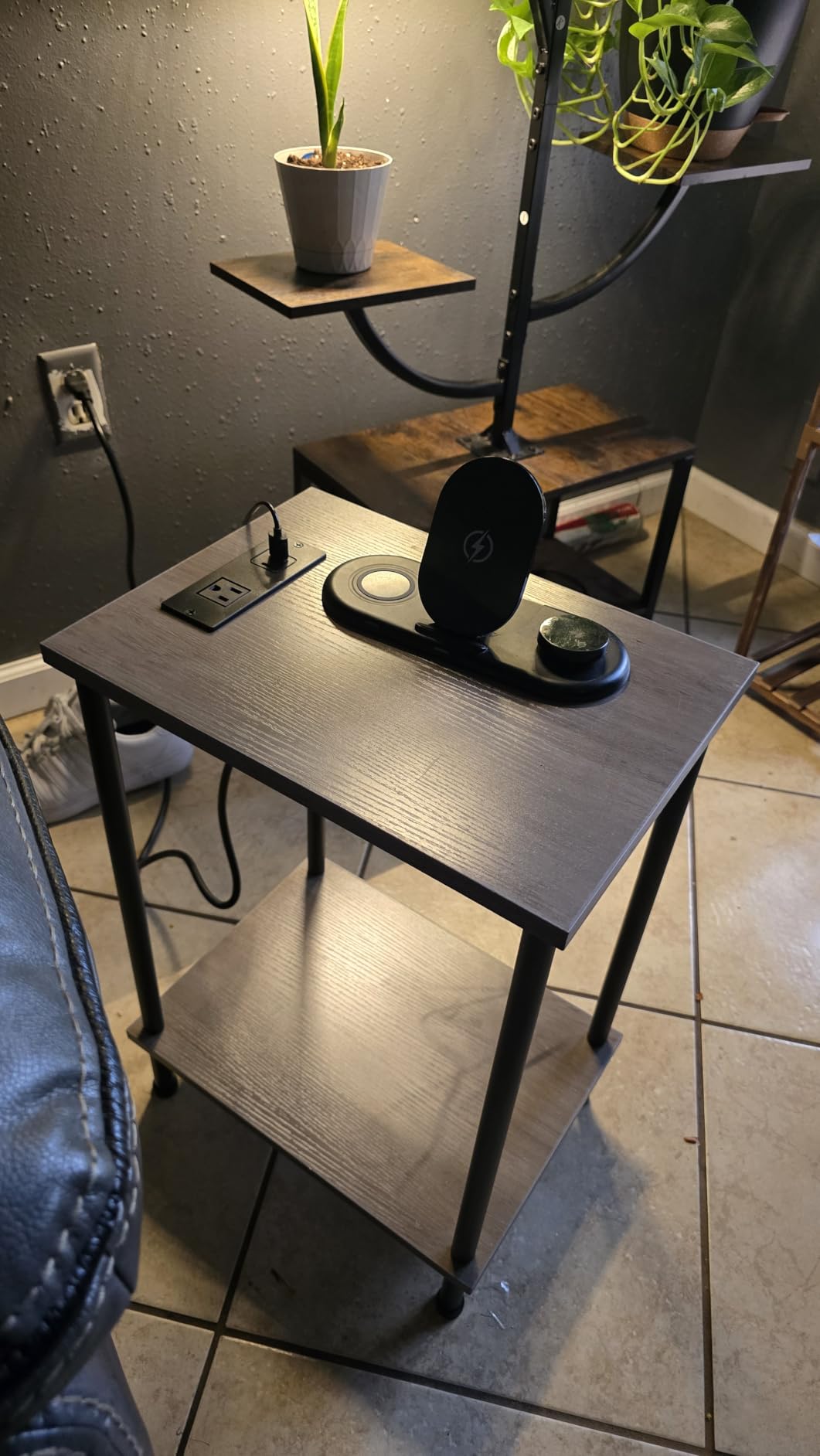 HOOBRO Side Table with Charging Station, Small End Table with USB Port and Outlet, Nightstand with 2-Layer Storage Shelves for Small Spaces, Living Room, Bedroom, Stable Frame, Rustic Brown BF09UBZ01 customer photo 1