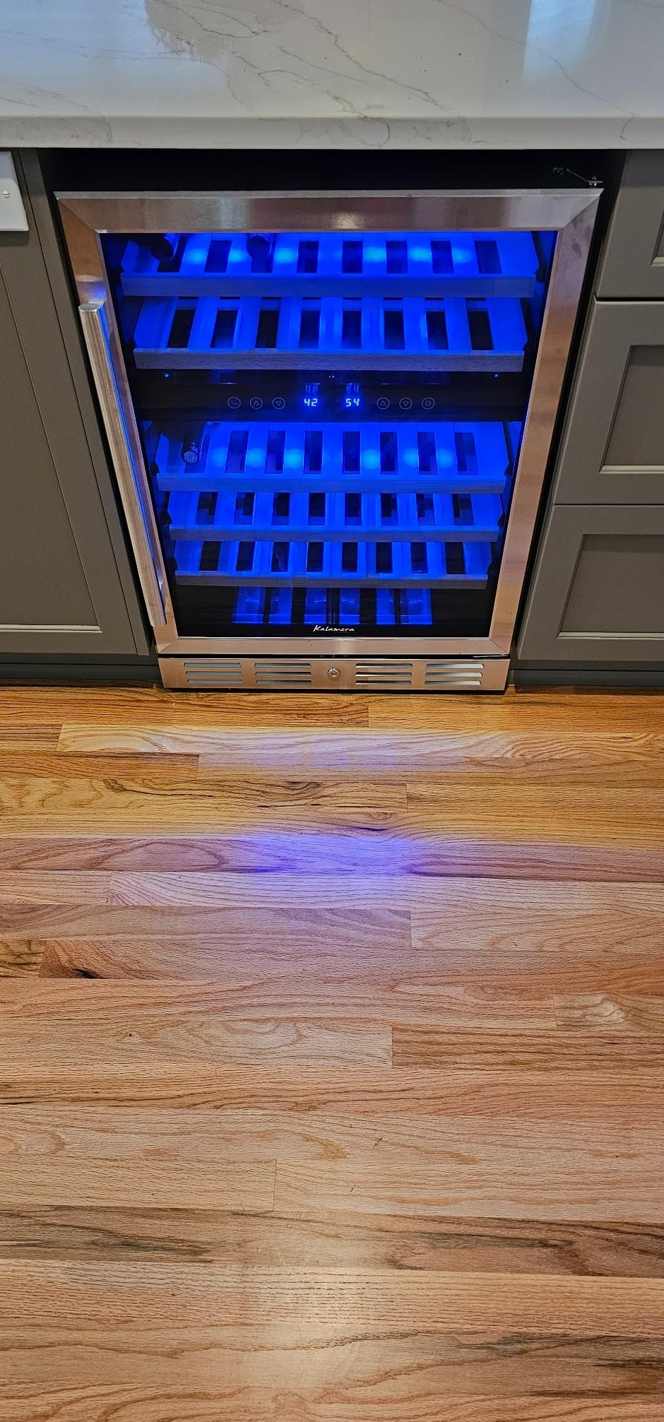 Kalamera 24 inch Wine Cooler, 37 Bottle Dual Zone Built-in or Freestanding | Wine Fridge with Stainless Steel Reversible Glass Door, for Home, Kitchen or Office customer photo 1