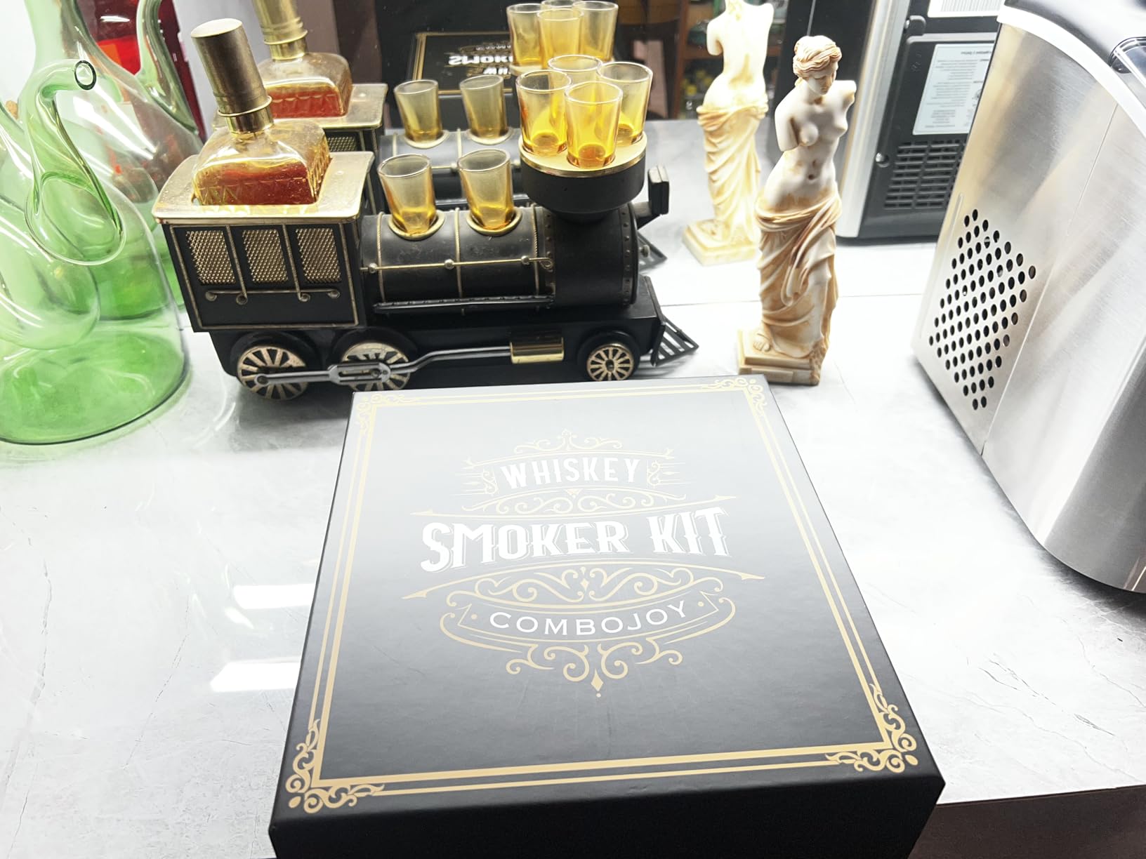 Whiskey Smoker Kit with Torch - 6 Flavors Wood Chips, 2 Glasses, 2 Ice Ball Molds - Cocktail Smoker Infuser Kit, Old Fashioned Drink Smoker Kit, Birthday Bourbon Whiskey Gifts for Men,Dad(NO Butane) customer photo 1
