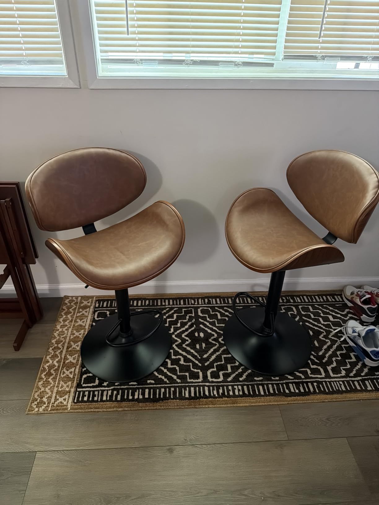 YaFiti Swivel Bar Stools Set of 2, Bar Stools for Kitchen Counter, Black | Modern PU Leather Upholstered Bar Chair with Back and Footrest, for Bar, Kitchen, Dining Room customer photo 2