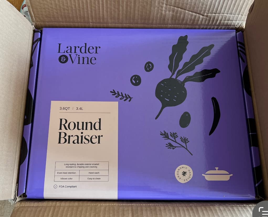Larder & Vine Enameled Cast Iron Braiser | 3.6 qt Braiser Pan with Lid | Shallow Dutch Oven, Bondi customer photo 1