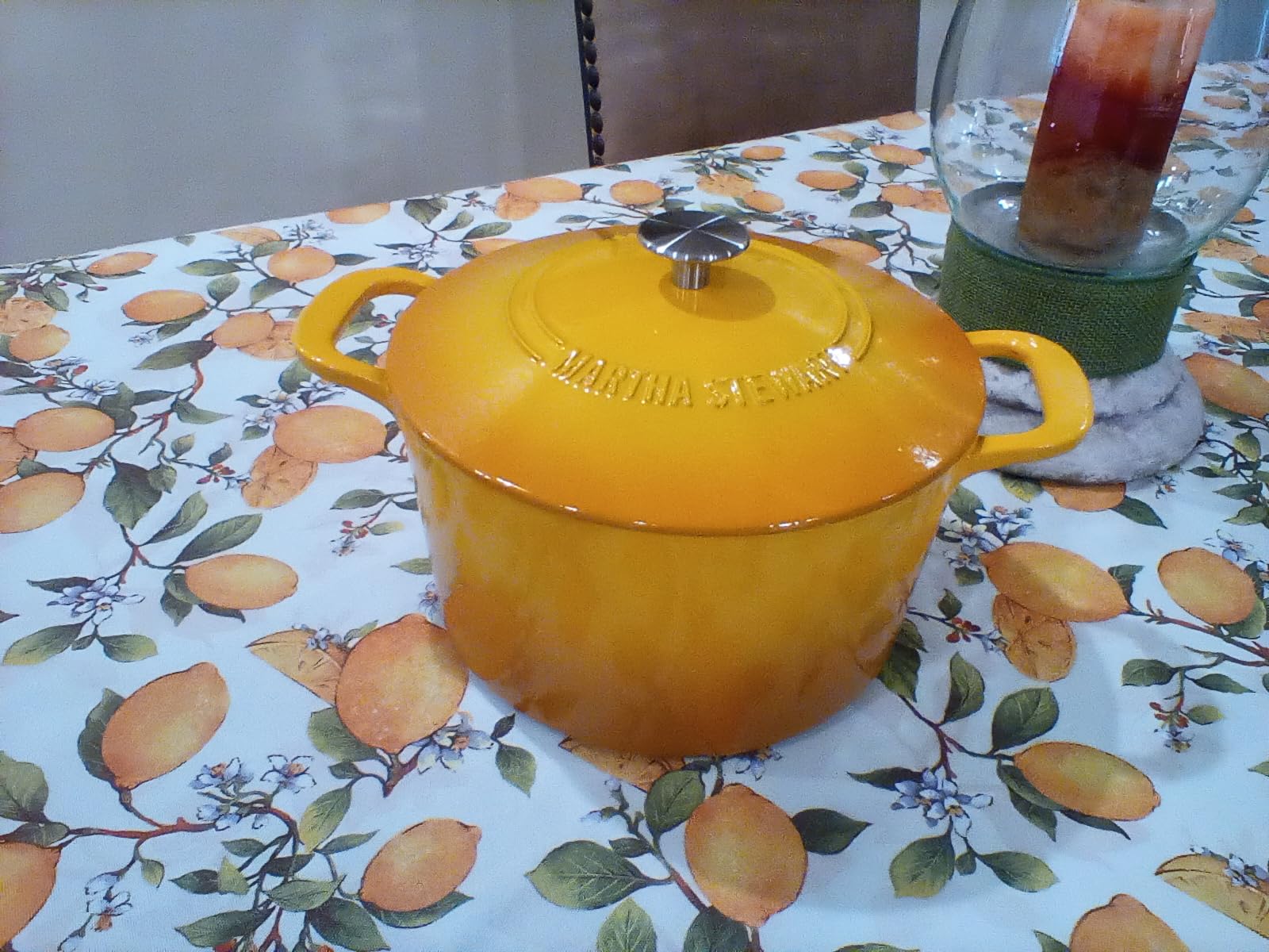 Martha Stewart Gatwick 7-Quart Enamel Cast Iron Dutch Oven - Linen White With Gold - Heavy-Duty Dutch Oven for Slow Cooking, Braising & Baking customer photo 2