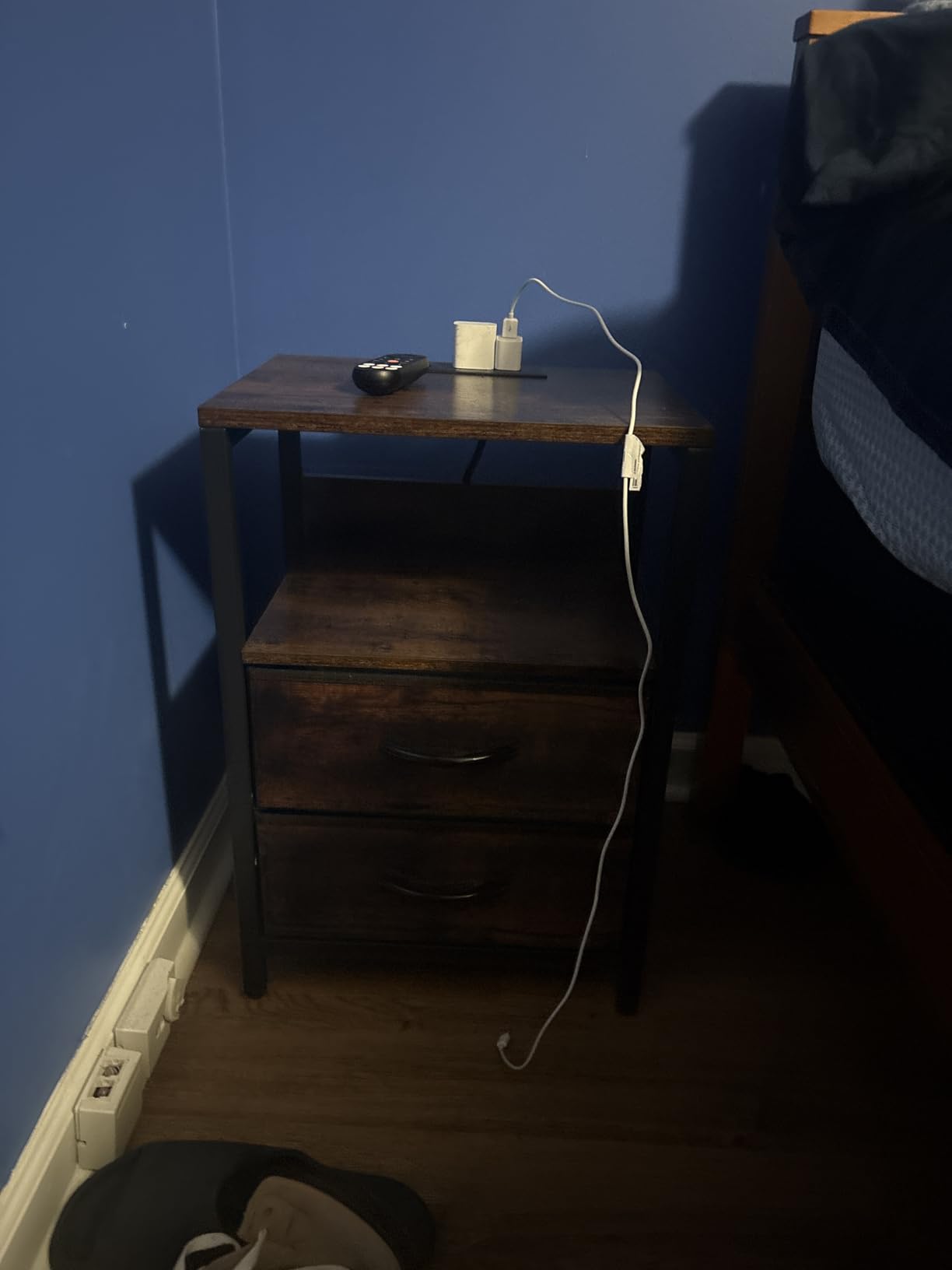Yoobure Nightstand with Charging Station, Small Night Stand with Fabric Drawers and Storage Shelf for Bedrooms, Small Spaces, Bedside Table with USB Ports & Outlets customer photo 1