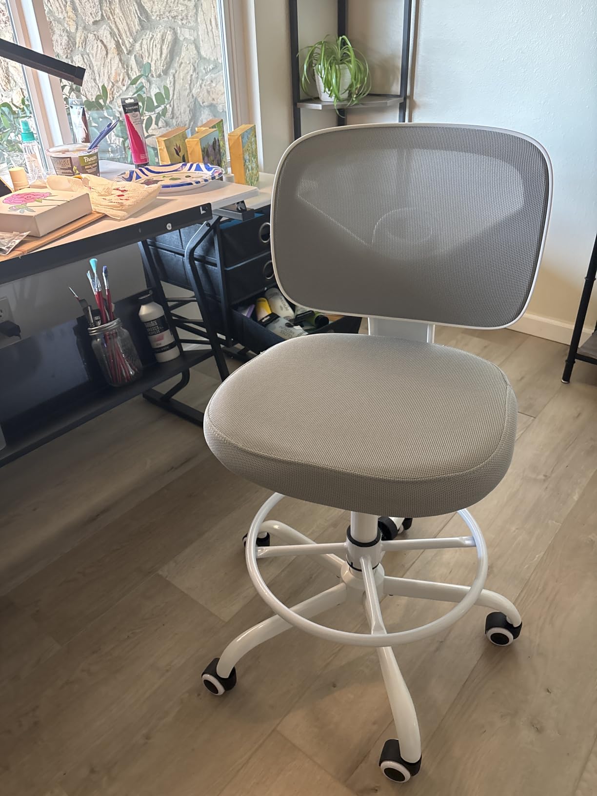 Primy Tall Drafting Desk Chair - Armless, Adjustable Height, Mesh Back, Rolling, Standing Desk Chair for Art Room, Office or Home (Black) customer photo 1