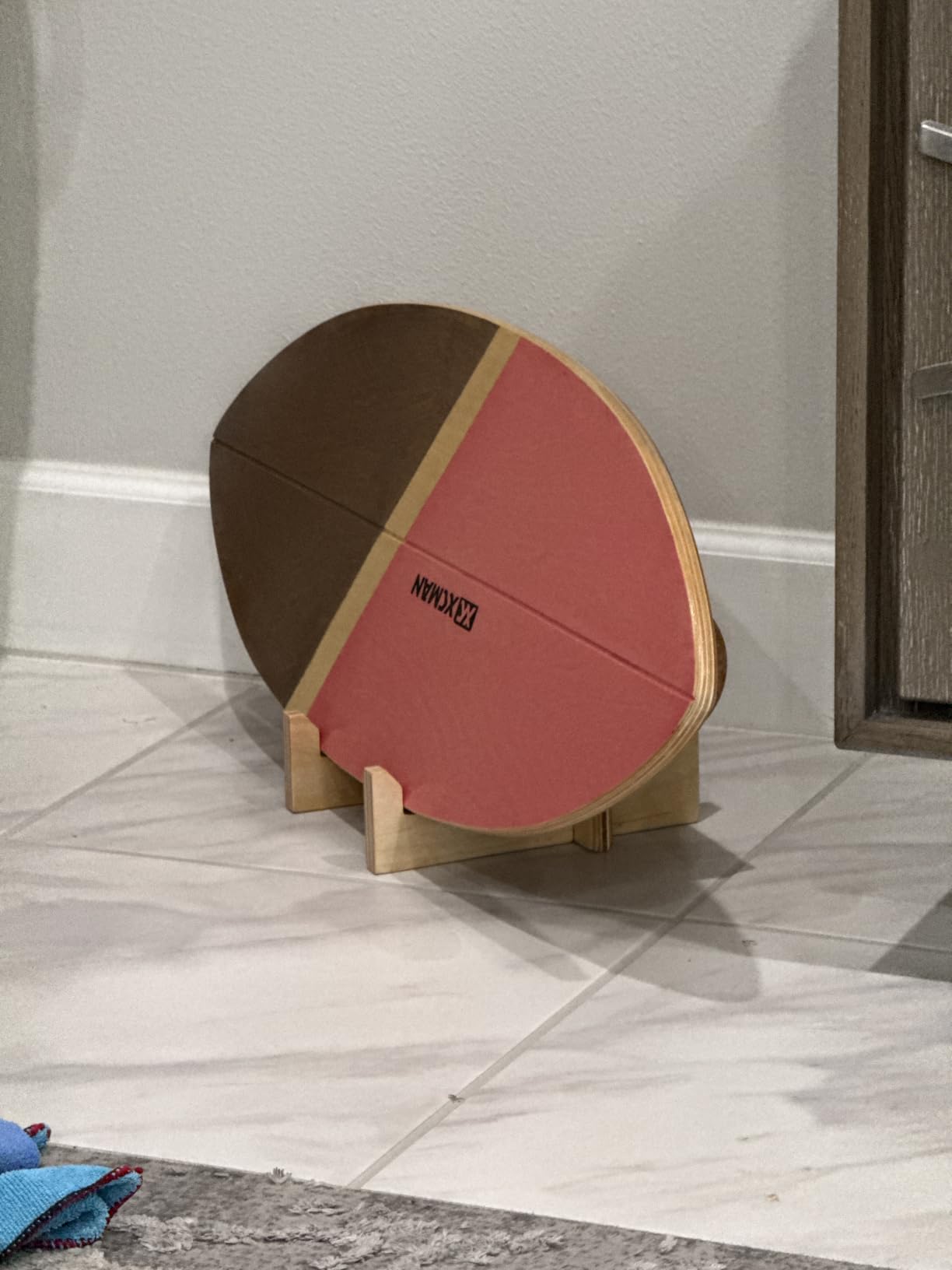 XCMAN Surf Balance Board Trainer with Roller Wooden Exercise Balancing Stability Trainer - Non Slip Surface for Adults Kids | Balance Board for Surfing, Snowboarding, Skateboarding, Hockey, Yoga Training customer photo 1