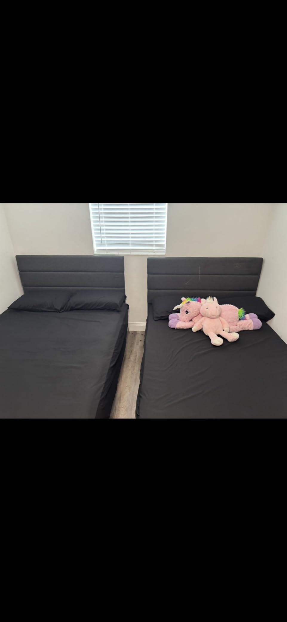 Allewie Queen Size Platform Bed Frame with Fabric Upholstered Headboard | Wooden Slats Support, Fully Upholstered Mattress Foundation, No Box Spring Needed, Easy Assembly, Noise-Free, Beige customer photo 1