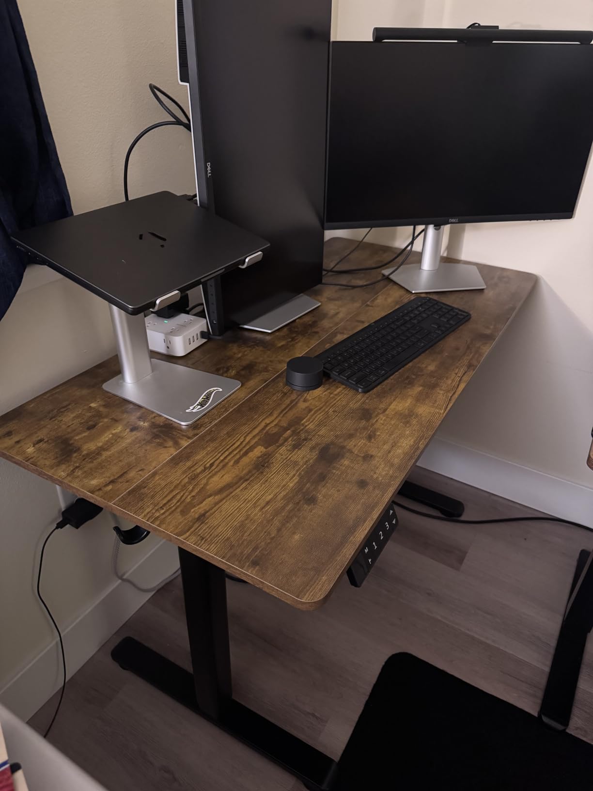 Claiks Electric Height Adjustable Standing Desk, 48x24 Inch, Rustic Brown | Smooth Height Adjustment, 3 Memory Presets, Cable Management Hub&Hook, Stable Steel Frame, 176lbs Capacity, Easy Assembly customer photo 2