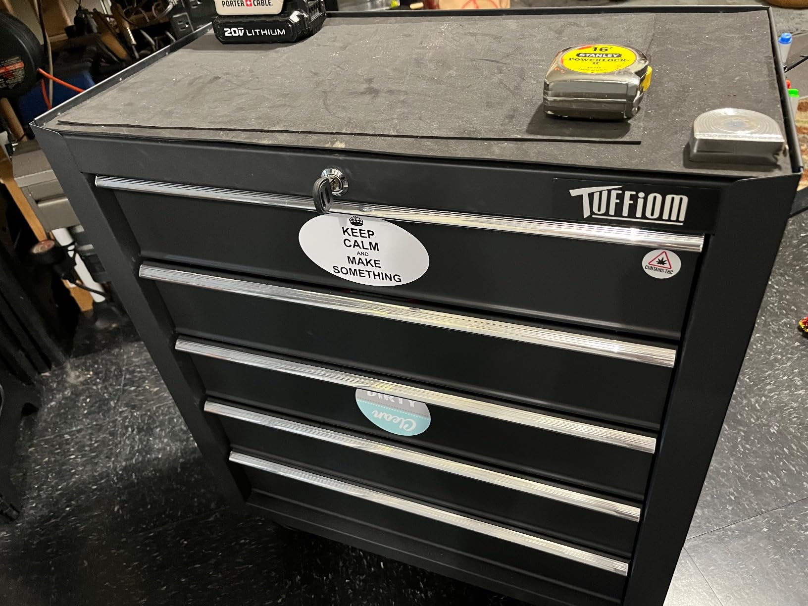 TUFFIOM 5-Drawer Rolling Tool Chest w/Drawers & Lock, Tool Storage Cabinet with Lockable Wheels, Top Cushion & Drawer Liners customer photo 2