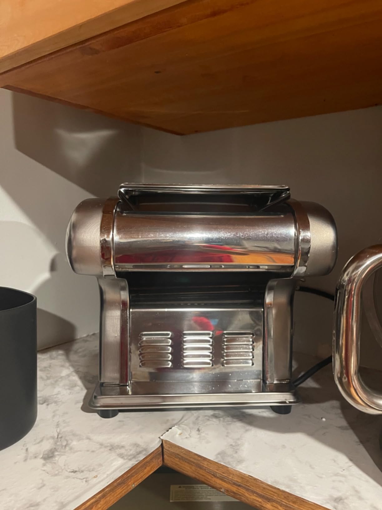 Newhai Electric Pasta Maker, Stainless Steel 135W, 3 Noodle Sizes for Home | 0.5-3mm Adjustable Thickness, 2.5mm/4mm/9mm Noodles, Dough Press & Cut, for Spaghetti Fettuccine, 430 Steel, 110V customer photo 1