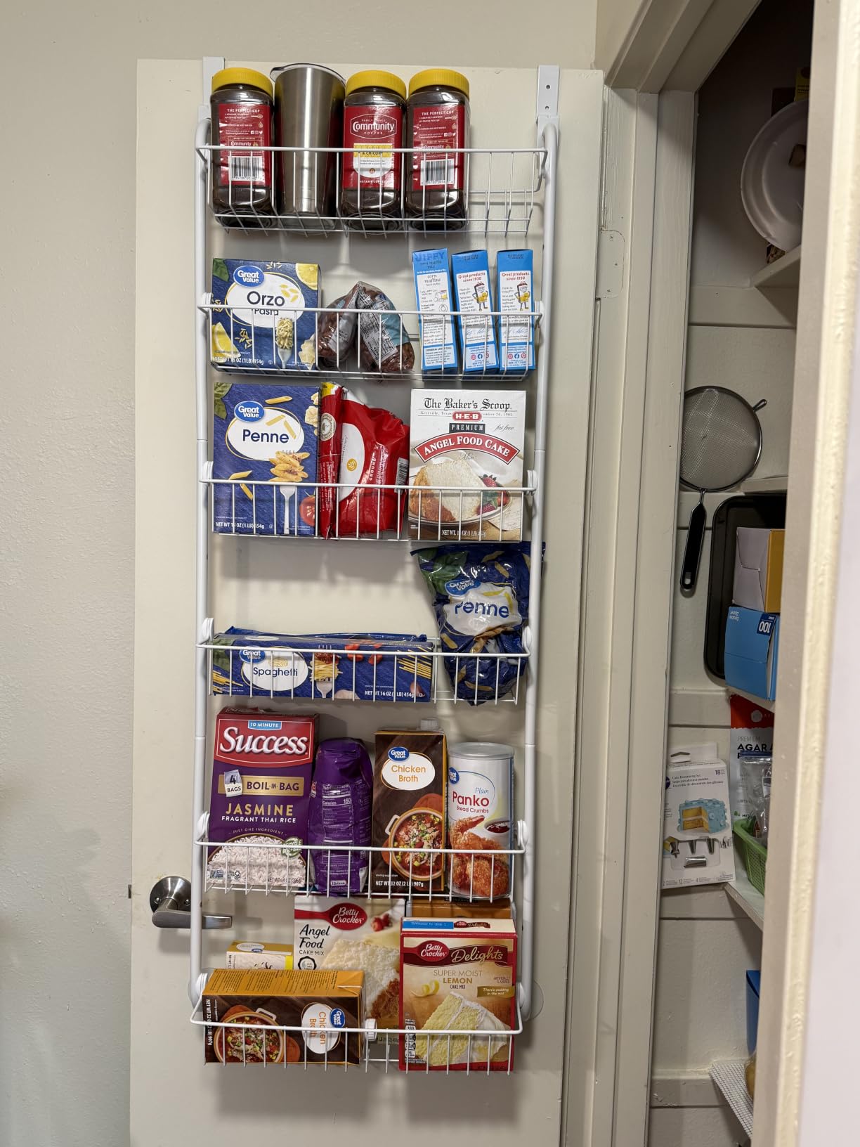 Delamu Over the Door Pantry Organizer, 6-Tier Metal Pantry Door Organization and Storage, Hanging Kitchen Basket Spice Rack Seasoning Shelves, Cabinet Door Organizer for Easy Install,D5xW18xH50inch customer photo 1