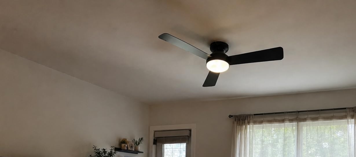 Amico 42 Inch Black Low Profile Ceiling Fans with Lights and Remote | Flush mount, 3-color dimmable light, quiet reversible DC motor, easy install, memory, timer, bedroom, covered outdoor areas customer photo 2