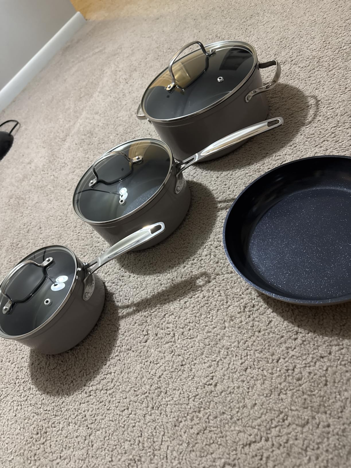 Nuwave Healthy Duralon Blue Ceramic Nonstick Cookware Set, Diamond Infused Scratch-Resistant, PFAS Free, Dishwasher & Oven Safe, Induction Ready & Evenly Heats, Tempered Glass Lids & Stay-Cool Handles customer photo 1