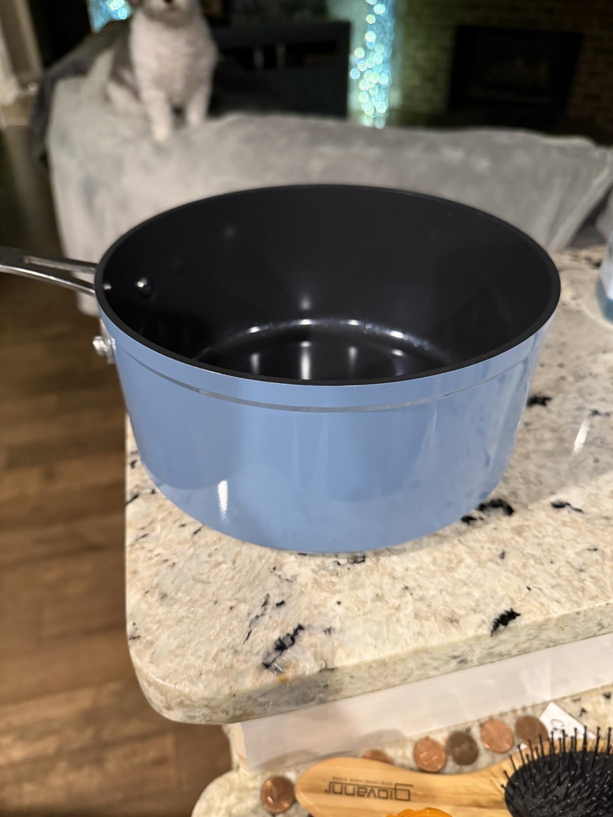 Nuwave Healthy Duralon Blue Ceramic Nonstick Cookware Set, Diamond Infused Scratch-Resistant, PFAS Free, Dishwasher & Oven Safe, Induction Ready & Evenly Heats, Tempered Glass Lids & Stay-Cool Handles customer photo 2