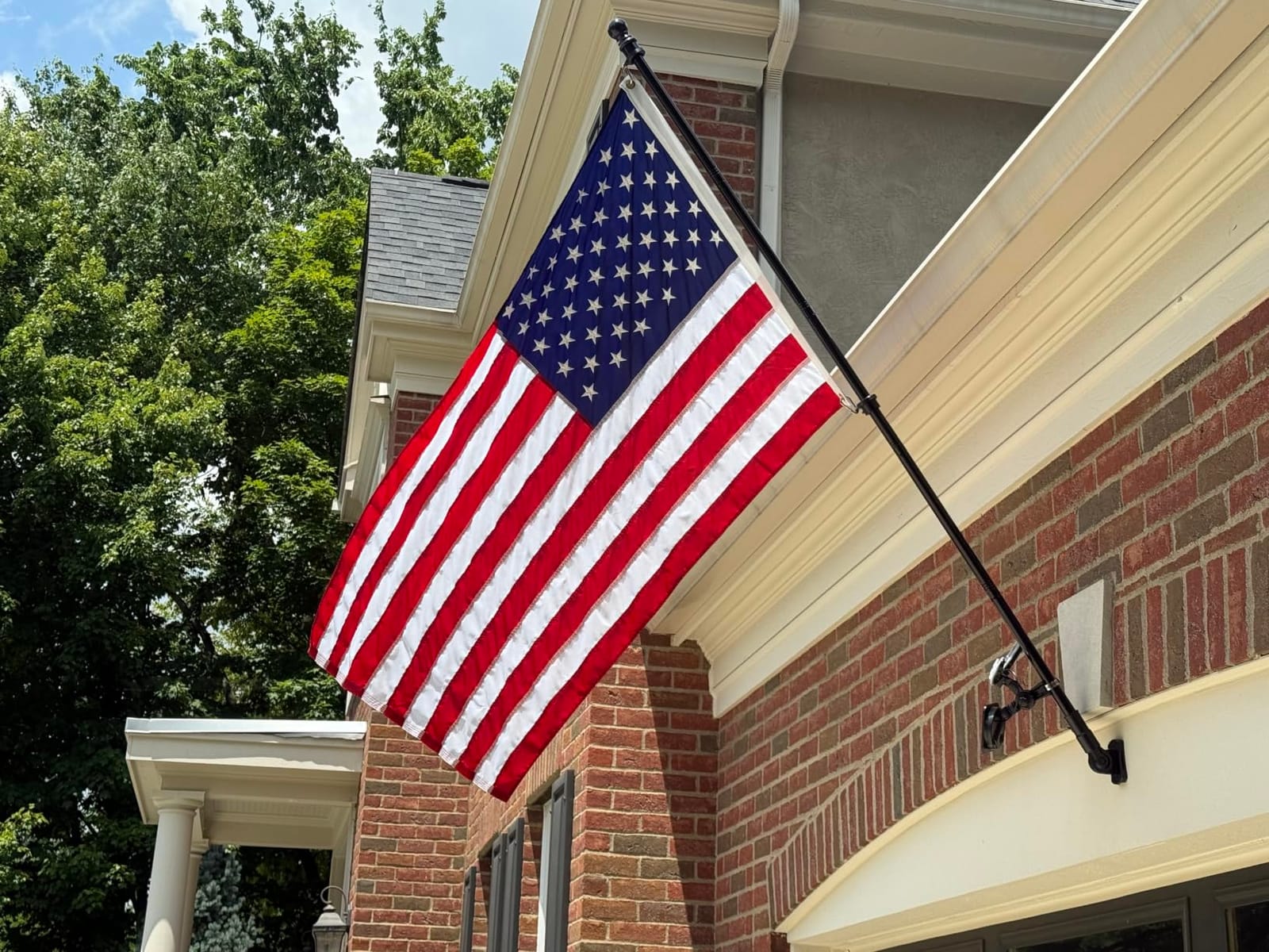 Heavy Duty Stainless Steel Flag Pole Kit - 180° Adjustable Bracket | 6 FT Ultra-Thick Flagpole, 360° Tangle-Free Bearing Rings, Stainless Steel Clips, Rustproof for Residential Commercial,Silver customer photo 1
