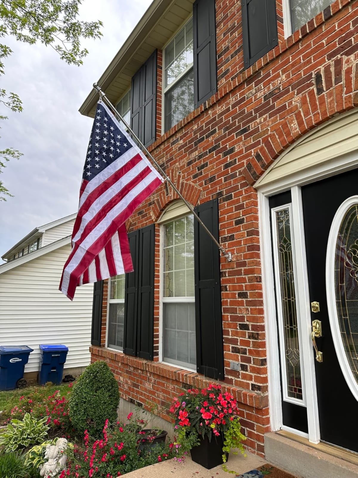 Heavy Duty Stainless Steel Flag Pole Kit - 180° Adjustable Bracket | 6 FT Ultra-Thick Flagpole, 360° Tangle-Free Bearing Rings, Stainless Steel Clips, Rustproof for Residential Commercial,Silver customer photo 2