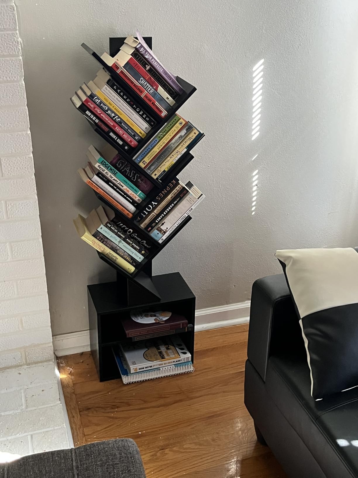 SUNMORY 6 Tier Tree Bookshelf, Tall Small Bookcase with Storage Cabinet | Modern Narrow Bookshelves Organizer, Floor Standing Book Case Shelf for Bedroom Living Room Home Office Corner, Rustic Brown customer photo 1