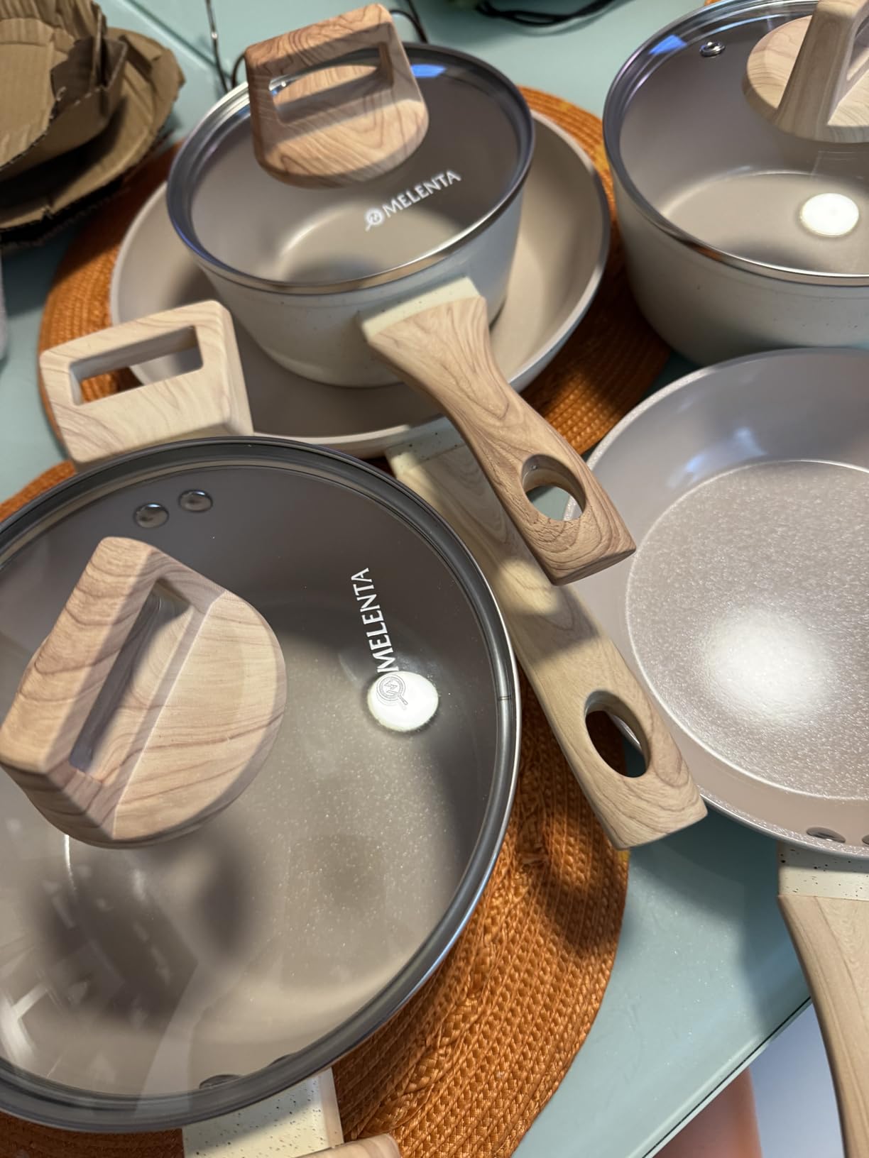 M MELENTA Pots and Pans Set Non Stick, 11pcs Turquoise Ceramic Cookware Set | Compact Nonstick Cooking Set, Induction Cookware Set, PFOA & PFAS Free, Non-Toxic, Easy Food Release, Easy to Clean customer photo 2