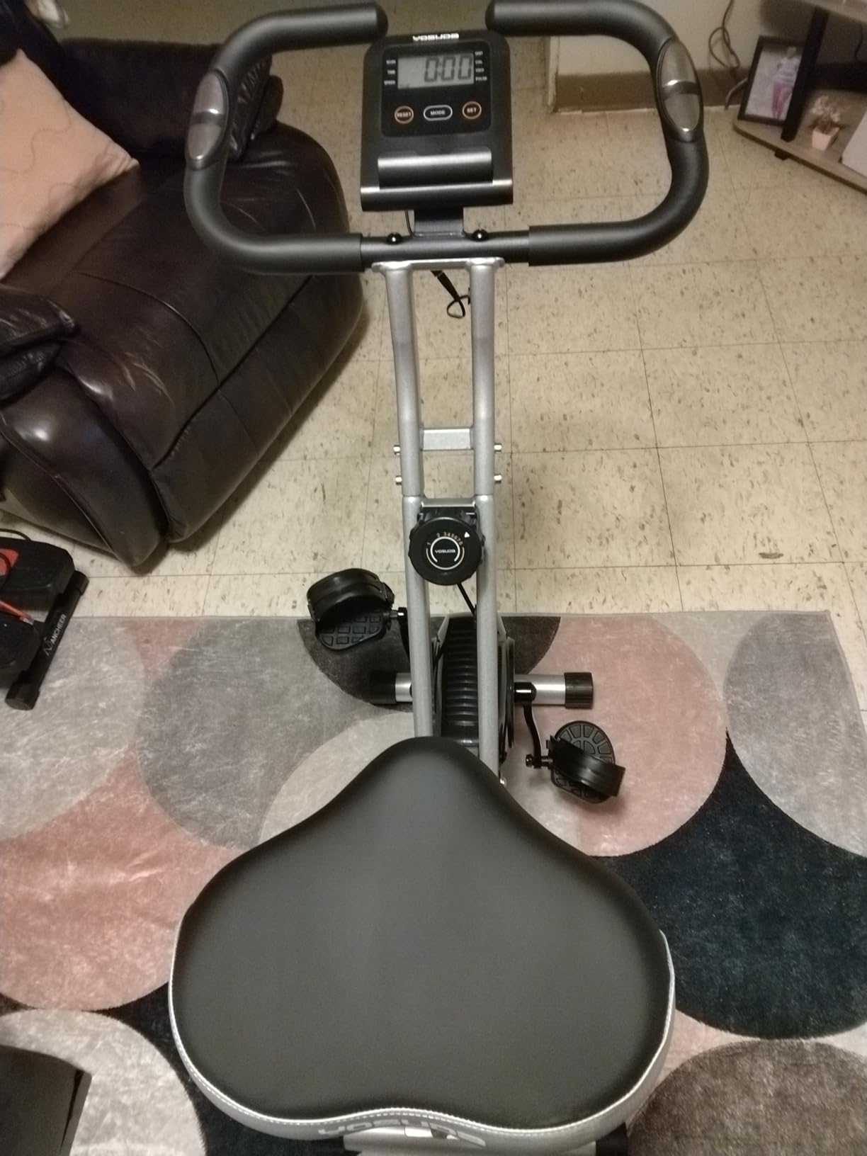YOSUDA Folding Exercise Bike, 5 IN 1 Foldable Stationary Bike for Seniors | Upgraded Indoor Workout Bikes with 6.6 LBS Flywheel, 380 LBS Capacity and 16-Level Magnetic Resistance, Back Support Cushion customer photo 1