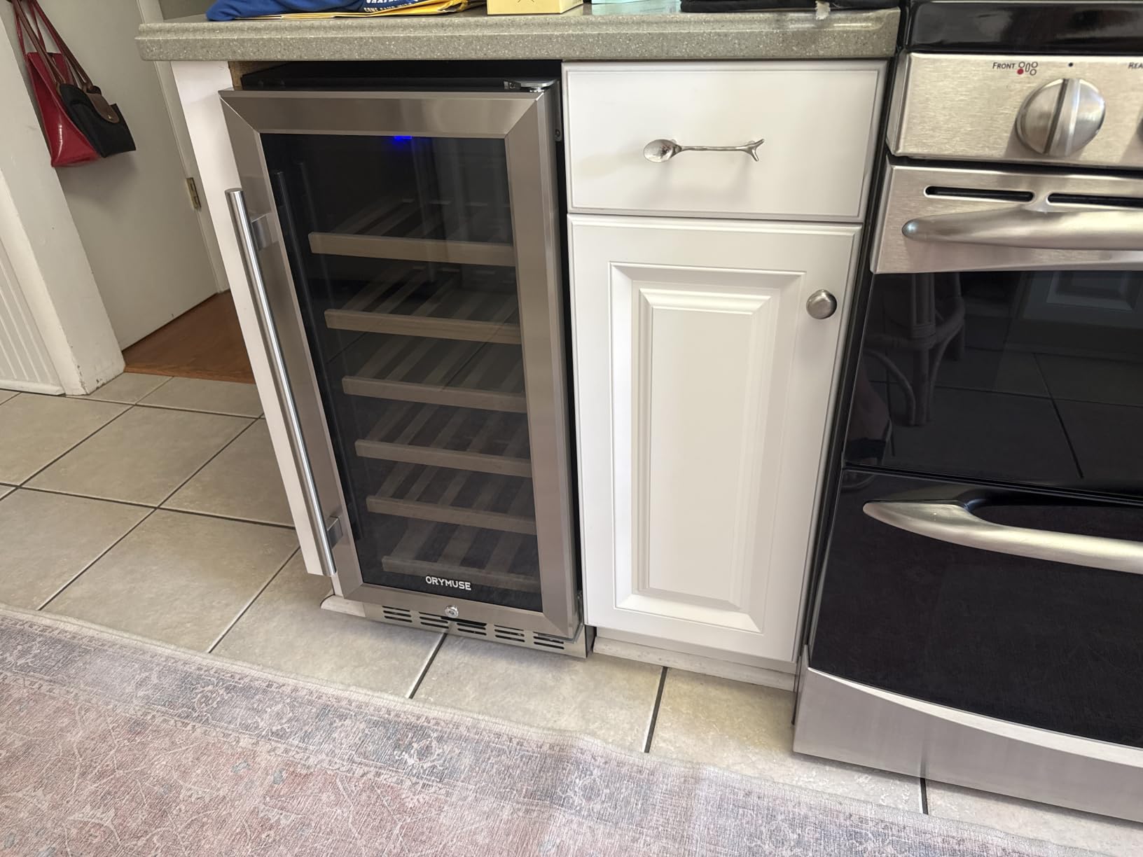 ORYMUSE 24 Inch Dual Zone Wine and Beverage Refrigerator, Built-in or Freestanding Cooler with French Doors, Under Counter Drink Fridge with Upgraded Compressor for Beer, Wine, and Soda customer photo 2