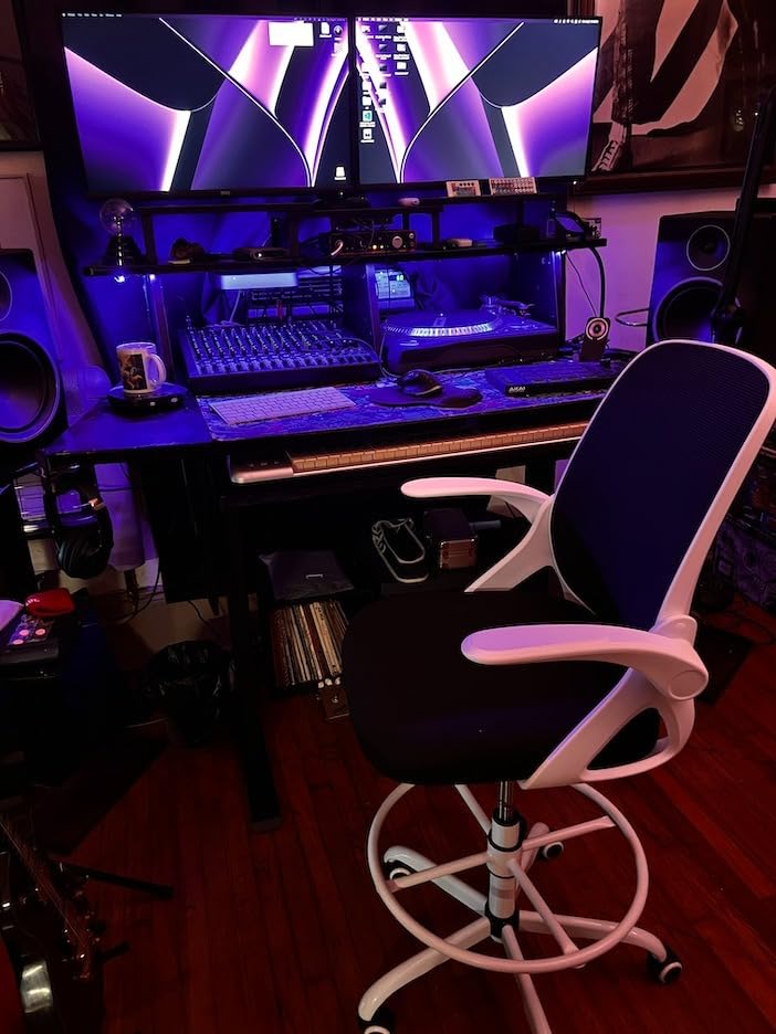 Kensaker Drafting Chair Tall Office Chair, Ergonomic Standing Desk Chair with Adjustable Foot Ring and Flip-up Armrests, Mesh Computer Chair for Art Studio, 300 LBS, Black customer photo 2