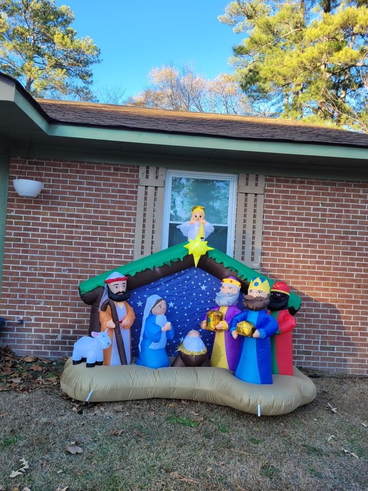 8 FT Christmas Inflatables Nativity Scene Outdoor Decorations, Christmas Blow Up Yard Decorations Nativity Sets for Garden Lawn Xmas Decor customer photo 1