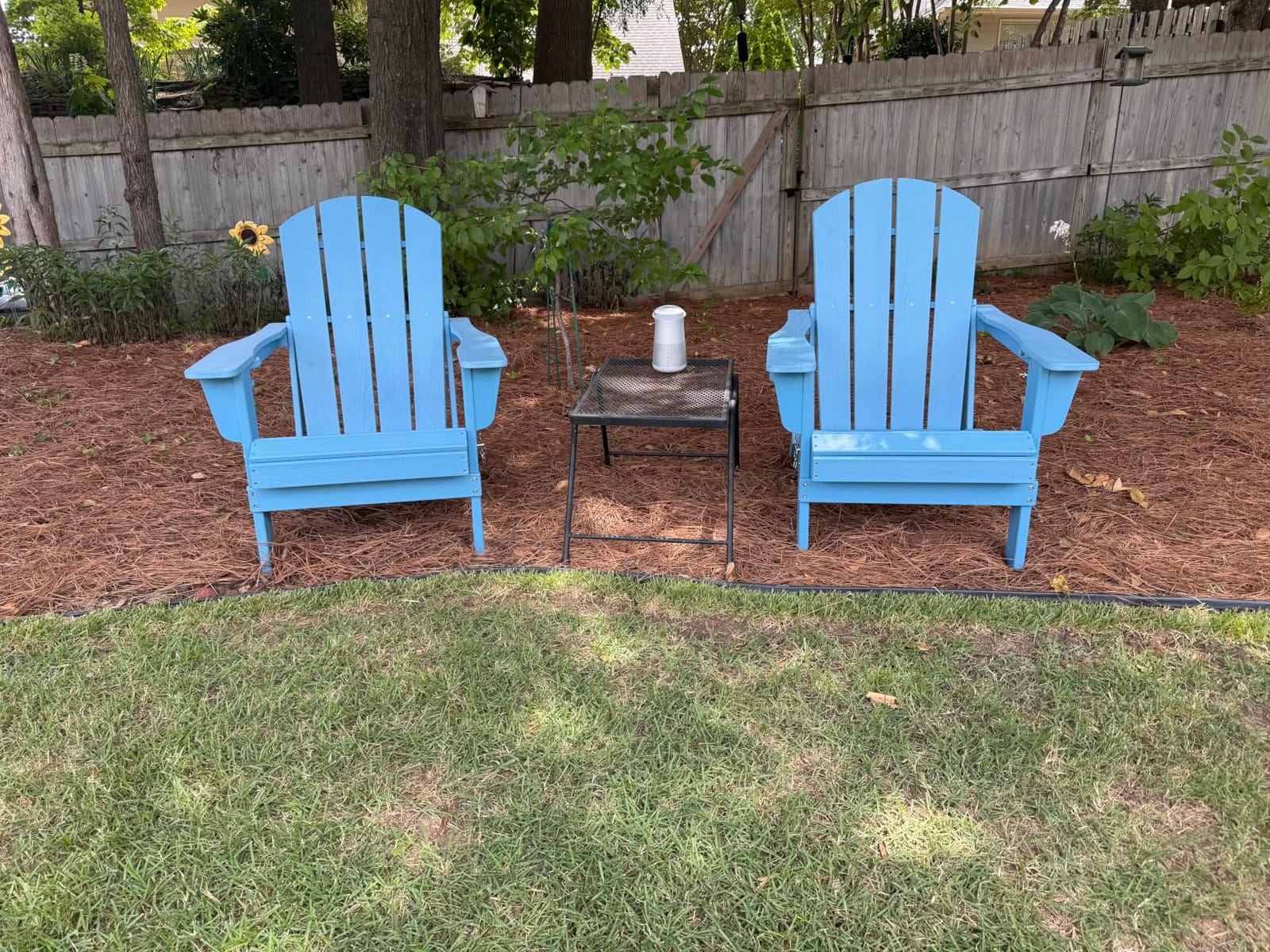 SERWALL Outdoor Adirondack Chair Set of 2 with 2 Cup Holders,Foldable,Grey customer photo 1