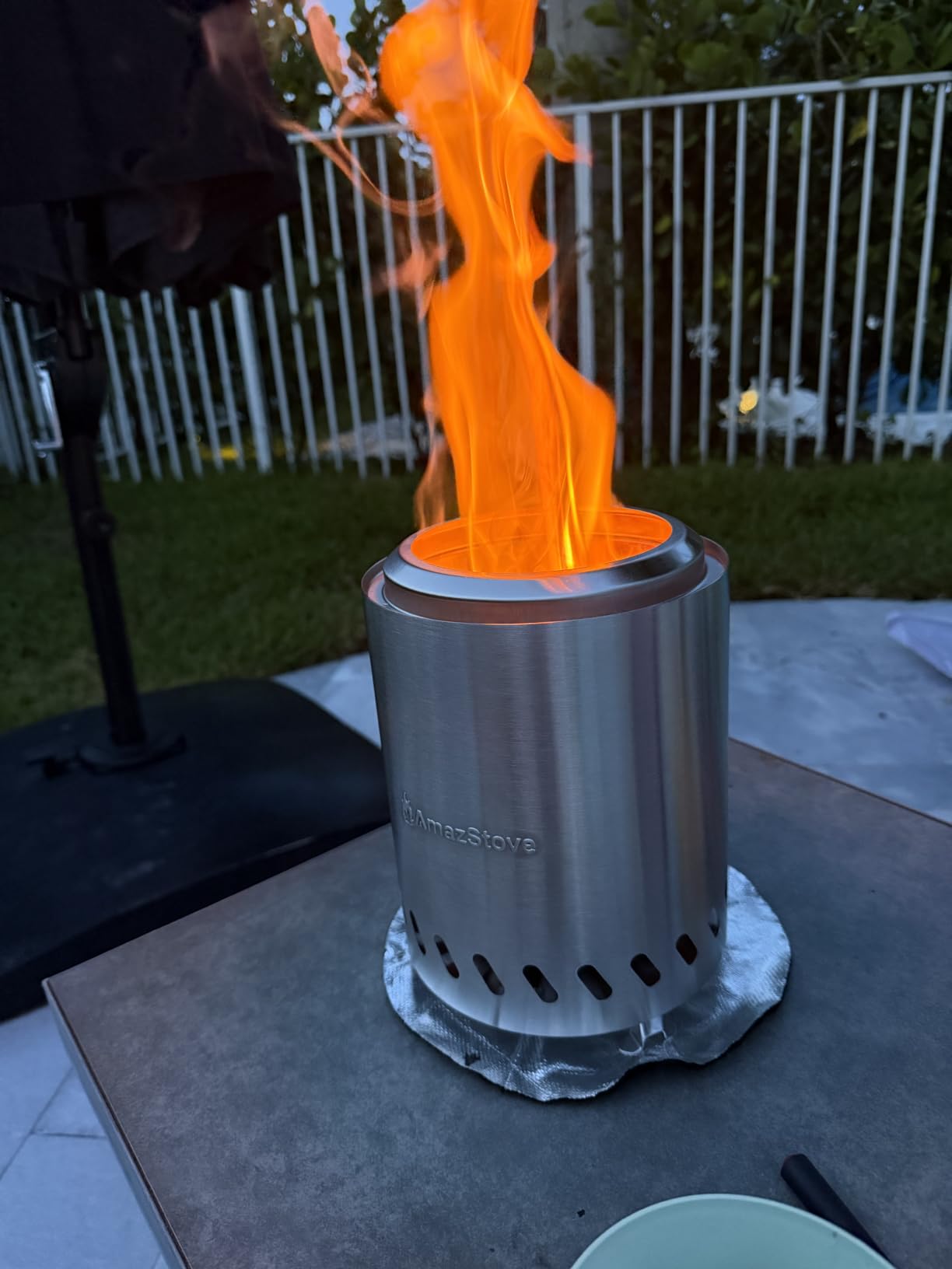 9.7 x 7.1 Inch Tabletop Fire Pit by AmazStove, Low Smoke Camping Stove for Outdoor Safe Burning Firepits, Fueled Pellets or Wood, Travel Bag Included (Silver, 9.7 x 7.1 INCH) customer photo 1
