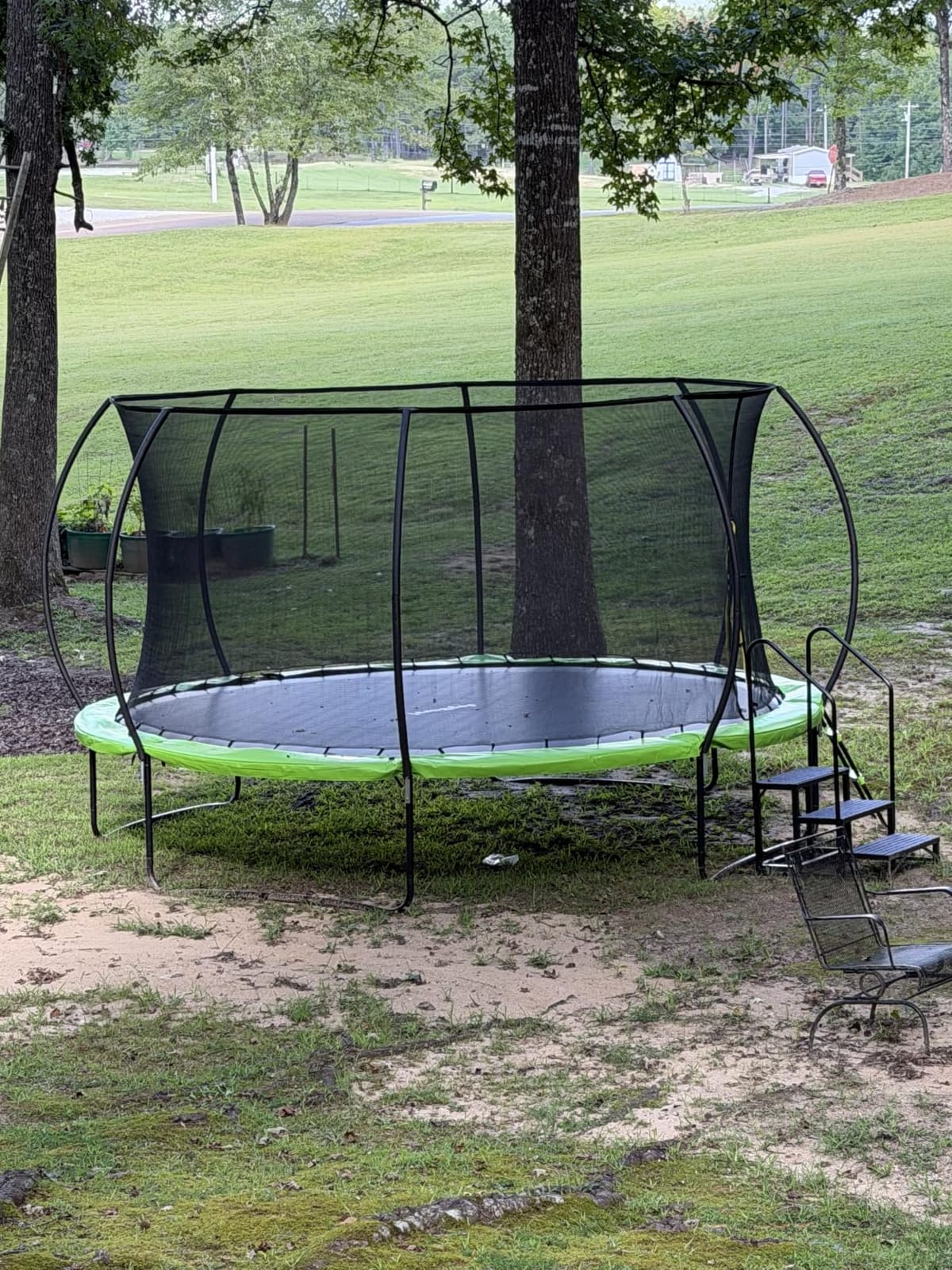 JoyBerri Outdoor Trampoline - with LED Lights, Net, Ladder, ASTM Certified | 8Ft 10Ft 12Ft 14Ft 15Ft 16Ft, 450lb capacity, kids & adults, anti-rust steel, net + ladder + stakes, 5-year protection customer photo 2