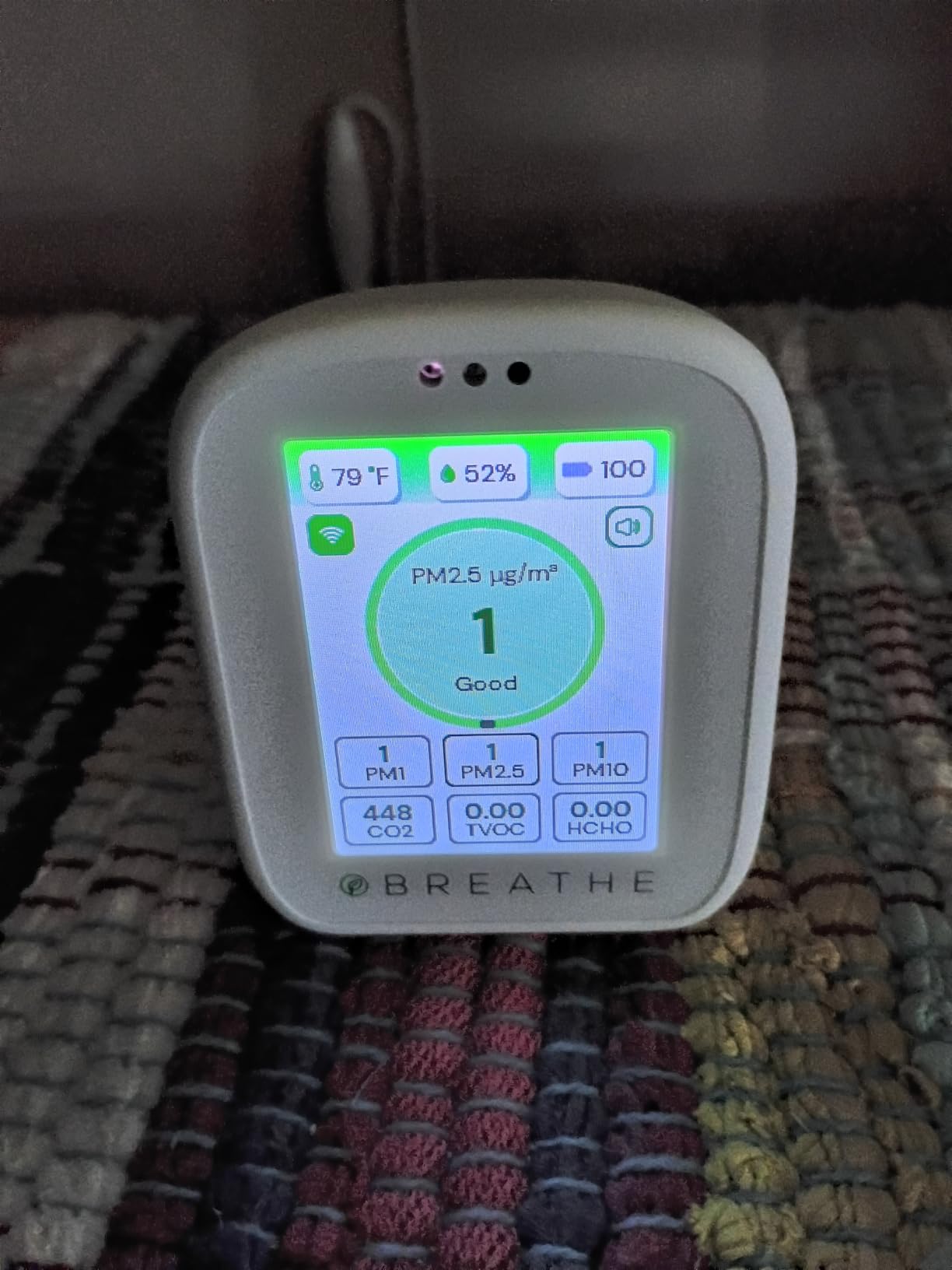 BREATHE Airmonitor Plus Indoor Air Quality Monitor w/CO₂, PM & App. Gen 2. | Professional-Grade NDIR Sensor, PM1, PM10, TVOC, Formaldehyde, Smart Alerts, 90-Day History, CSV Export. 6 Hour Battery Life. customer photo 2