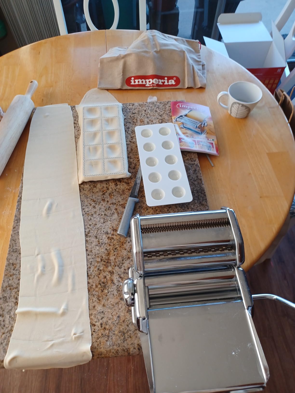 Imperia Pasta Maker Machine - 100% Made in Italy, Heavy Duty Steel Construction, Easy Lock Dial, Wood Grip Handle & Cleaning Brush - Fresh Homemade Italian Spaghetti Fettuccine or Lasagna (Classic Line) customer photo 1
