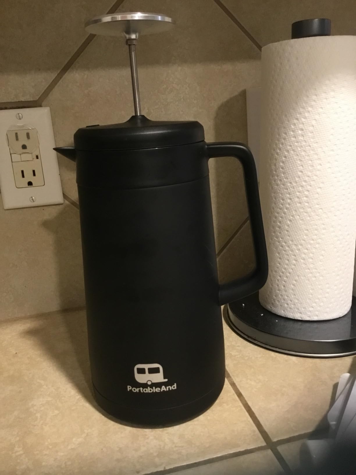 PortableAnd 34oz Double Vacuum Insulation Large Silicone French Press Coffee Maker with Silicone Ring, Stainless Steel, Perfect for Camping, Travel, and At-Home Use (Matte Black) customer photo 2