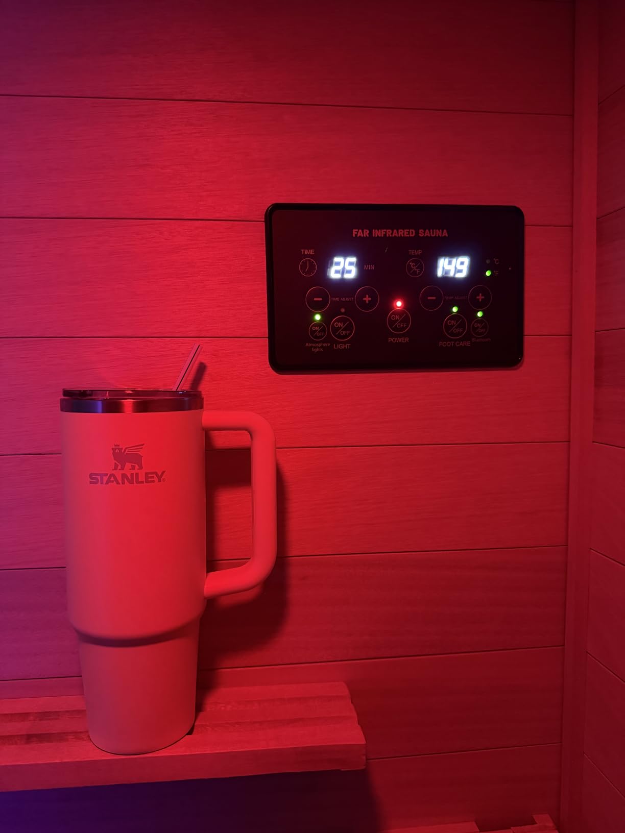 OUTEXER Far Infrared Sauna Home Sauna Spa Room Low-EMF Wood 1200W 120V | Indoor Saunas with 7 color light Tempered Glass Door, Room:35.2*27.6*61.6Inch customer photo 1