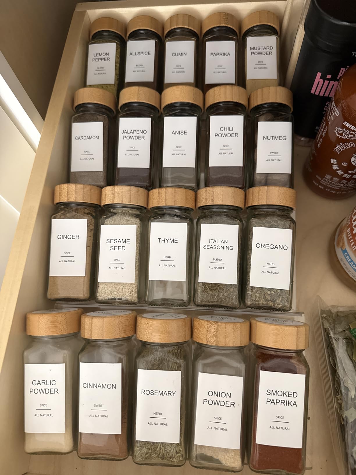Spice Drawer Organizer 4 Tier, Acrylic Seasoning Organizer Rack, Small | Clear Spice Rack Tray, Kitchen Seasoning Jars Drawers Insert (Jars Not Included/ Expandable From 9