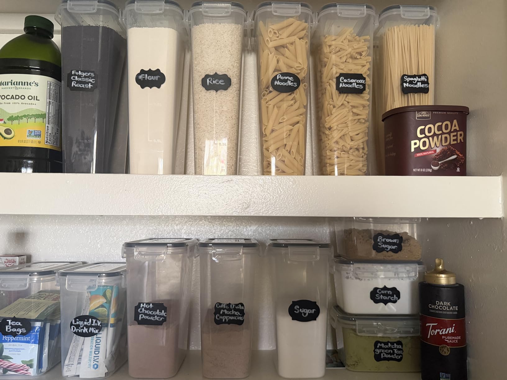 Airtight Food Storage Containers with Lids, 24 PCS Kitchen and Pantry Organization Canisters, BPA-Free, PVC-Free, Food-grade Plastic Leak-proof Jars for Cereal, Flour, Sugar, Extra 24 Labels & Marker customer photo 2